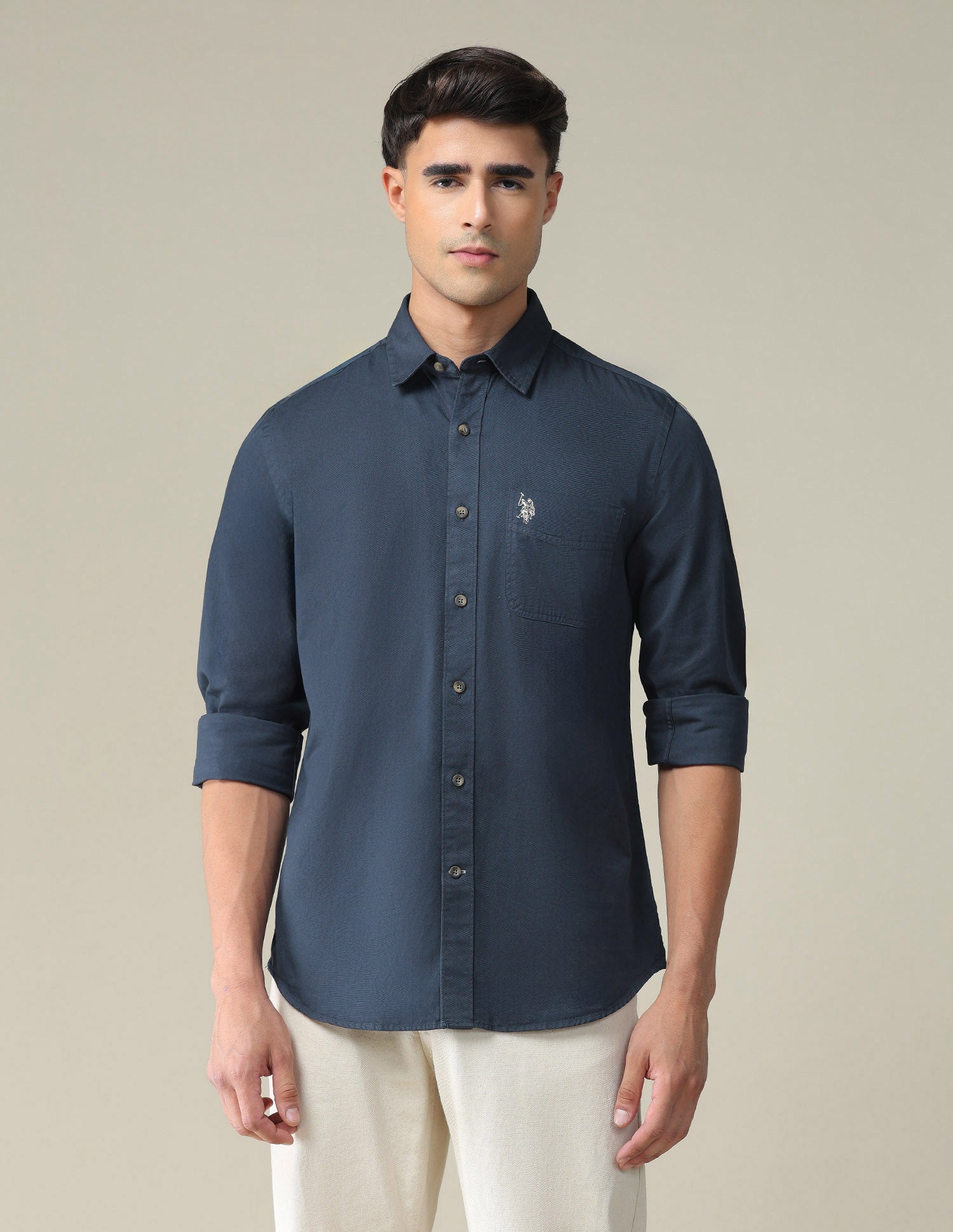 Solid Slim Shirt Teal - U.S. POLO ASSN. | Large