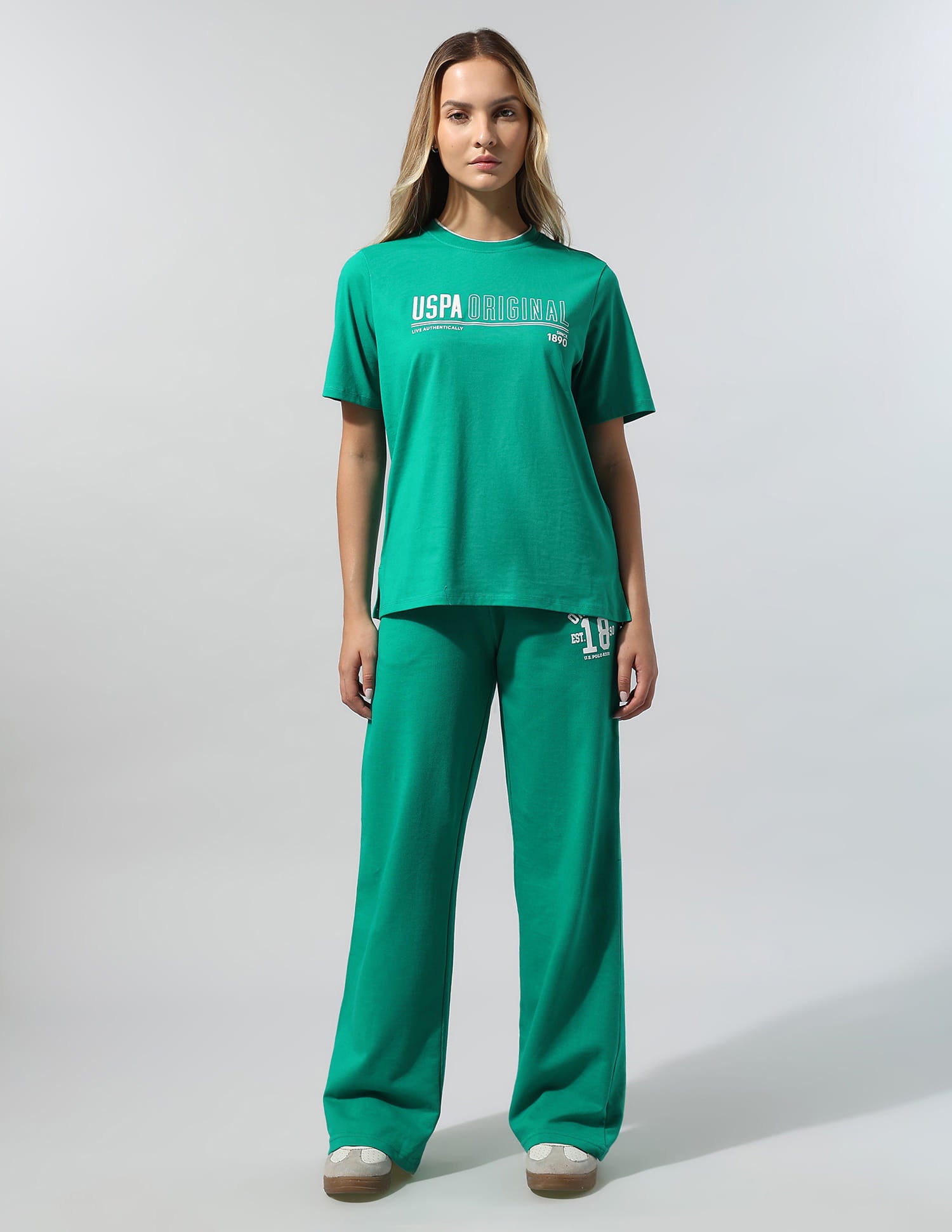 Relaxed Fit T-Shirt With Wide Leg Pants Green - U.S. Polo Assn. India | Large