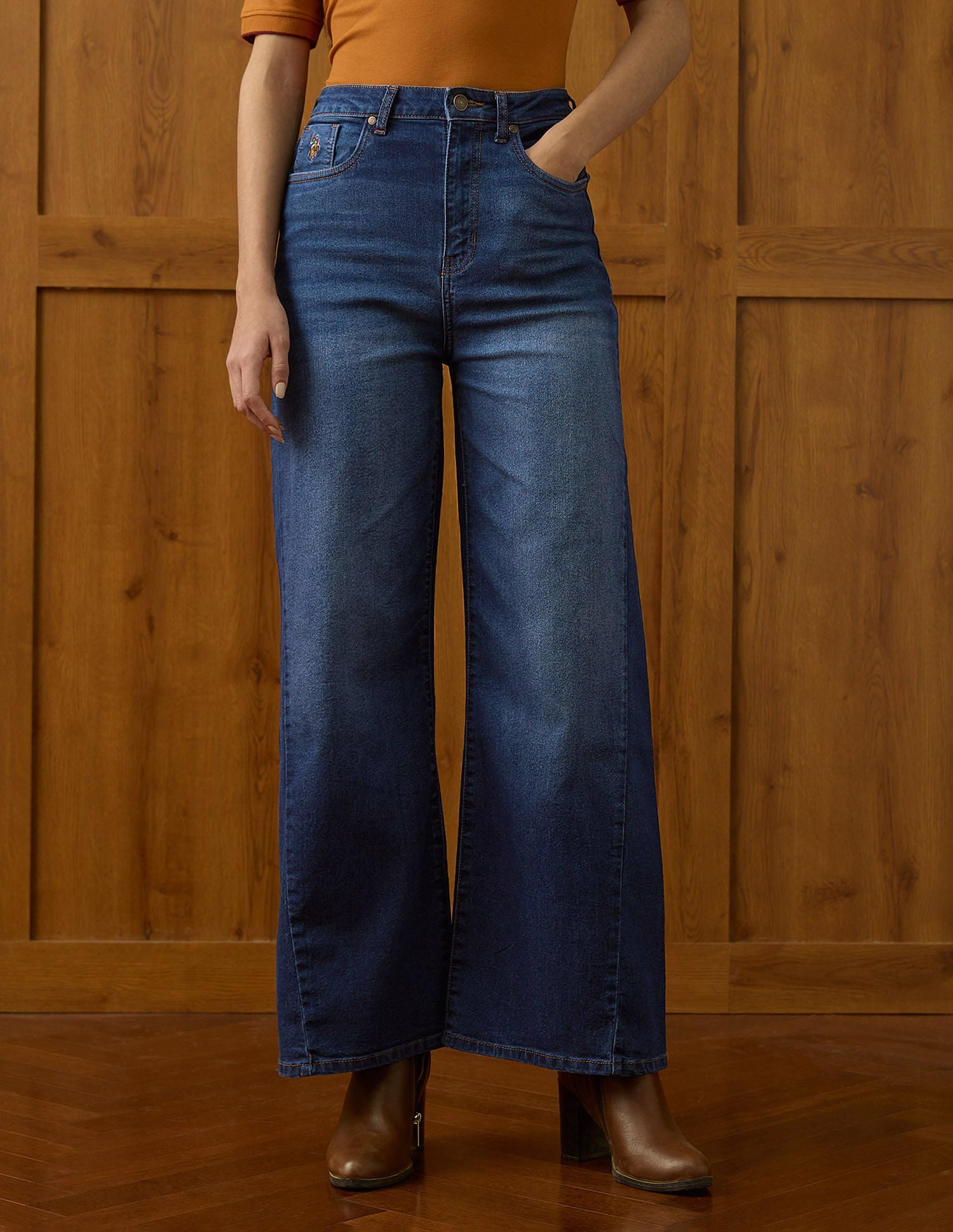 High Rise Baggy Fit Jeans Blue - U.S. POLO ASSN. | Large