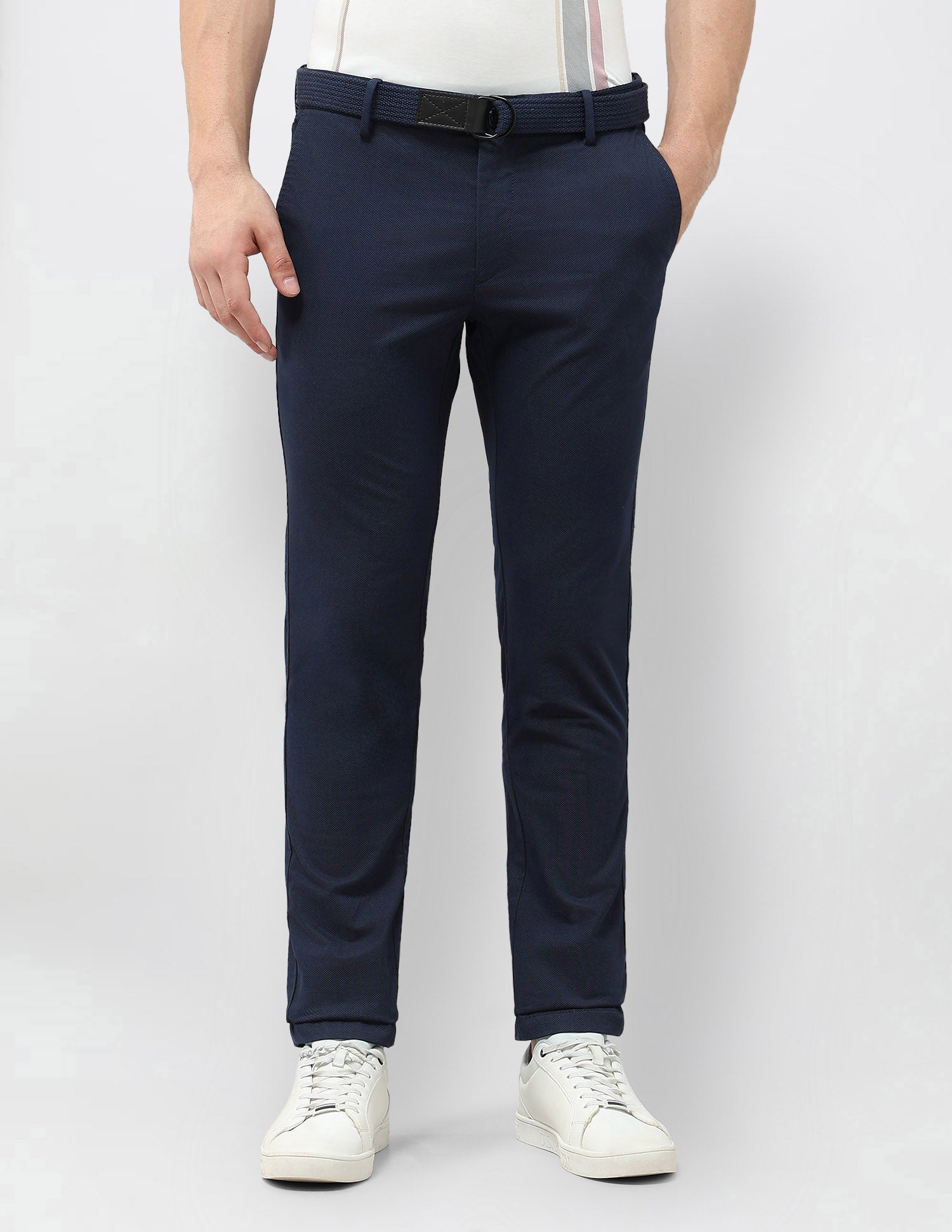 Denver Slim Fit Satin Trousers Navy - U.S. POLO ASSN. | Large
