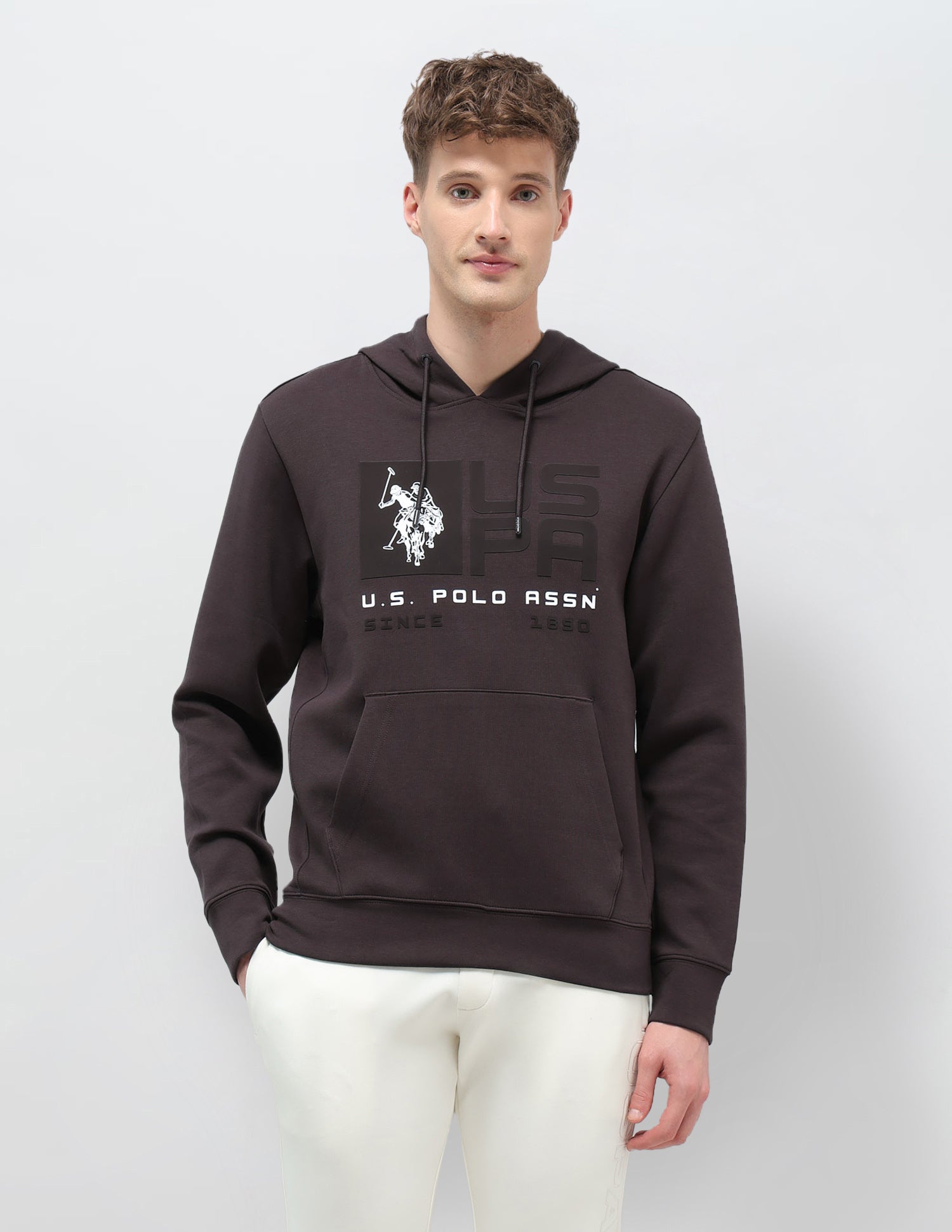 Brand Printed Regular Fit Sweatshirt Dark Brown - U.S. POLO ASSN. | Large