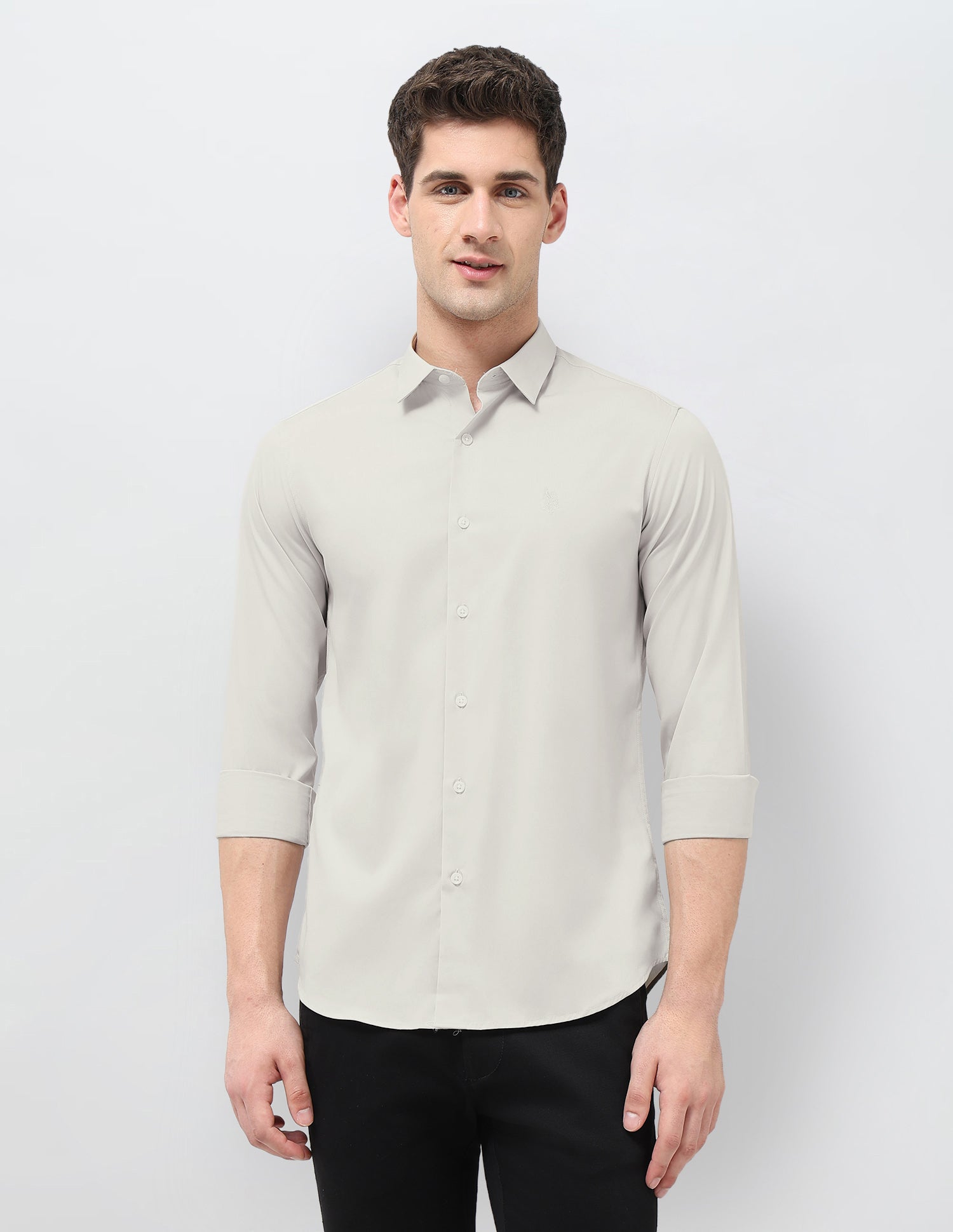 Poplin Tailored Fit Shirt Ivory - U.S. POLO ASSN. | Large