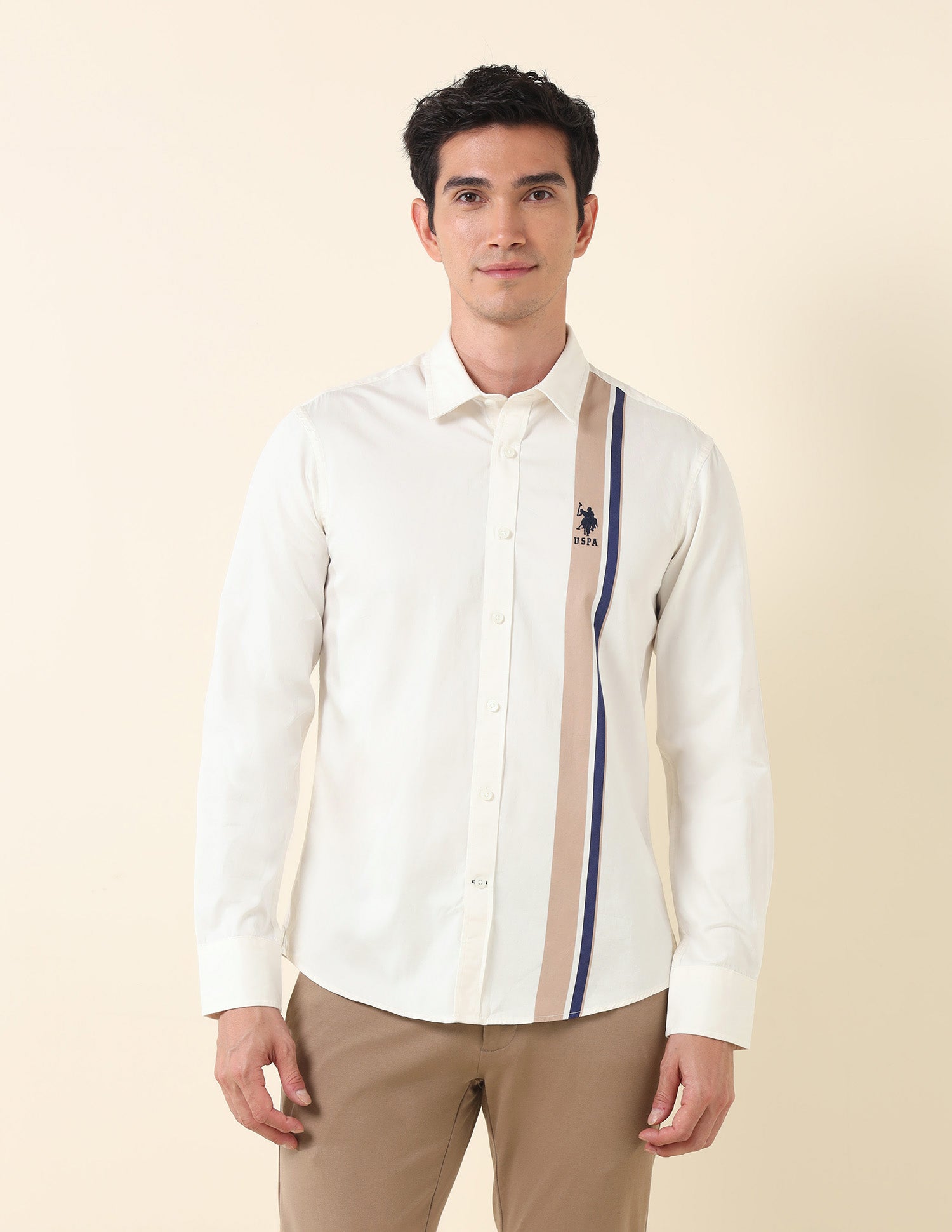 Vertical Striped Regular Shirt White - U.S. Polo Assn. India | Large