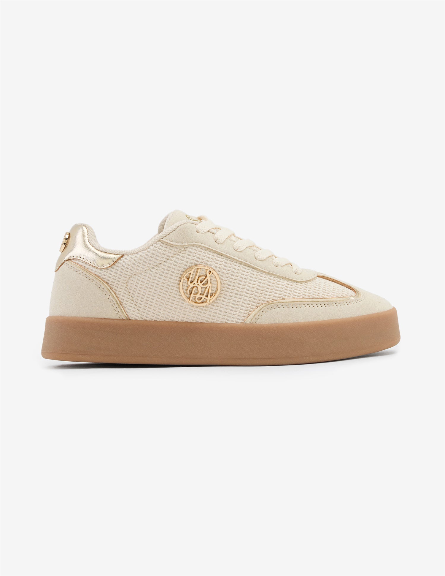 Textured Sylvette Suede Sneakers Beige - U.S. Polo Assn. India | Large