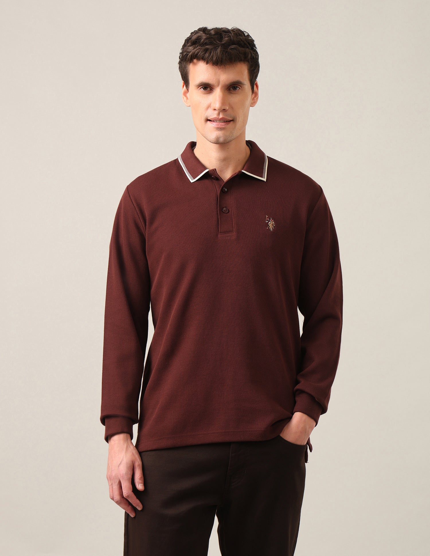 Solid Slim Fit Polo Shirt Rust - U.S. Polo Assn. India | Large