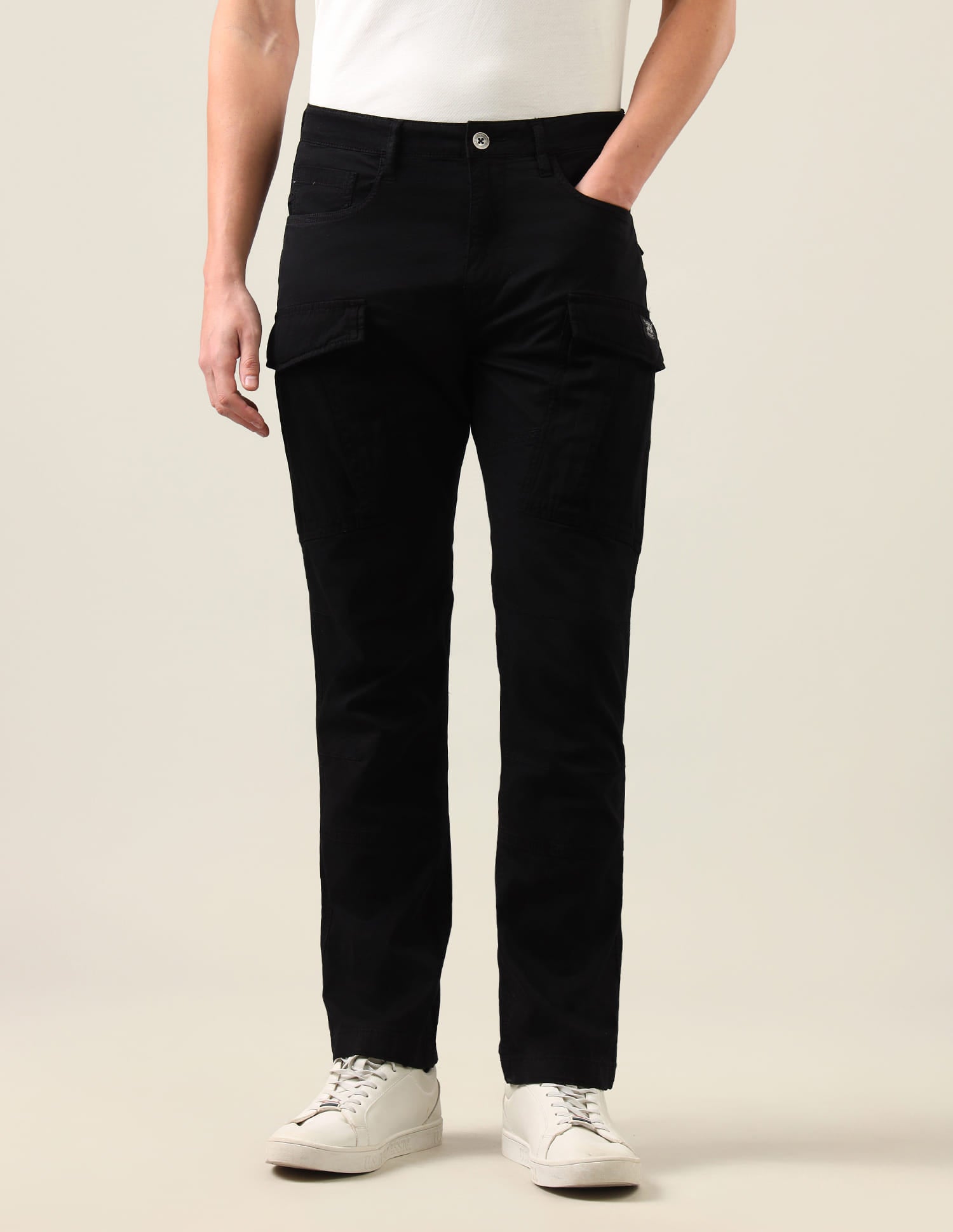 Harold Slim Straight Fit Twill Cargos Black - U.S. Polo Assn. India | Large