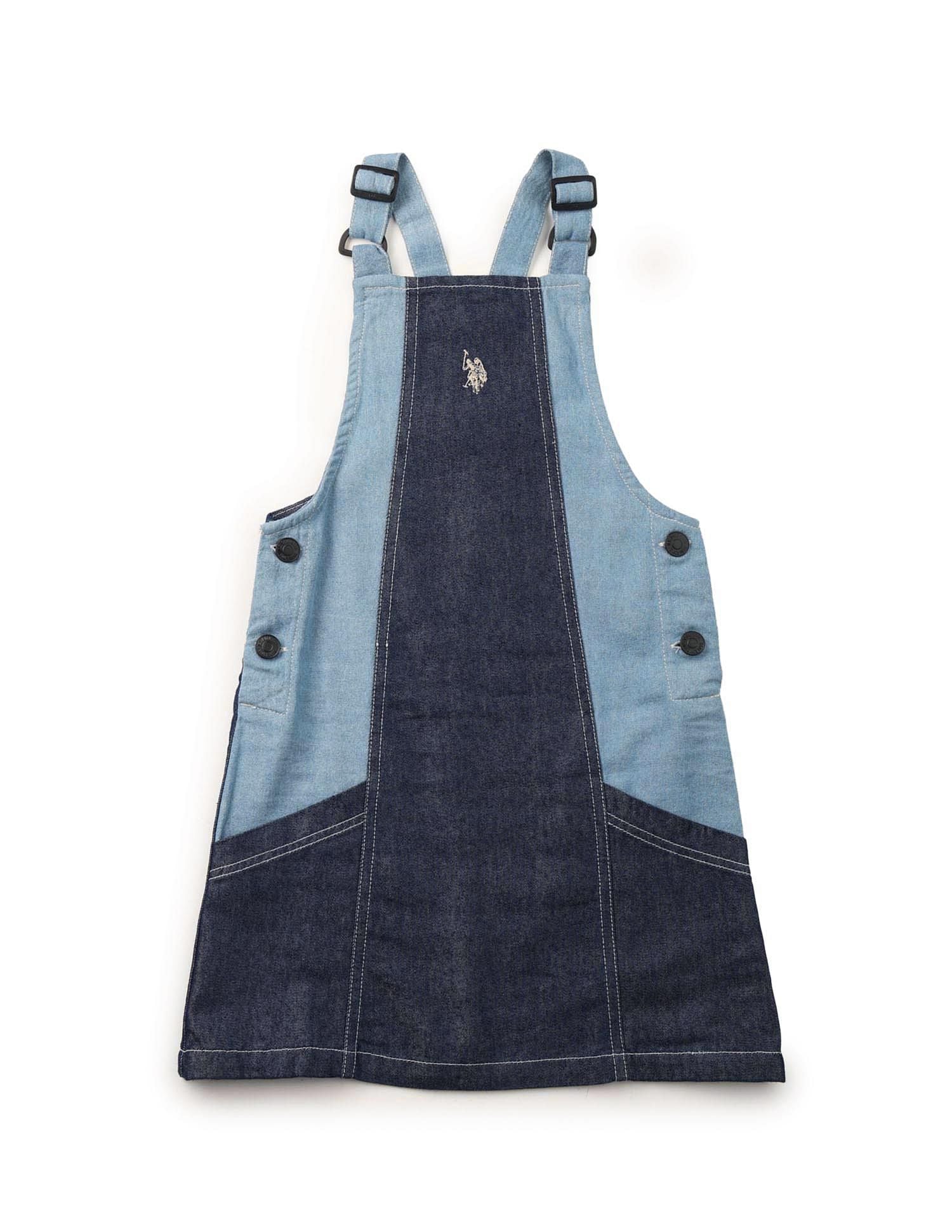 Girls Colorblock Dungree Dress Colorblock Dungree Dress Indigo - U.S. POLO ASSN. | Large