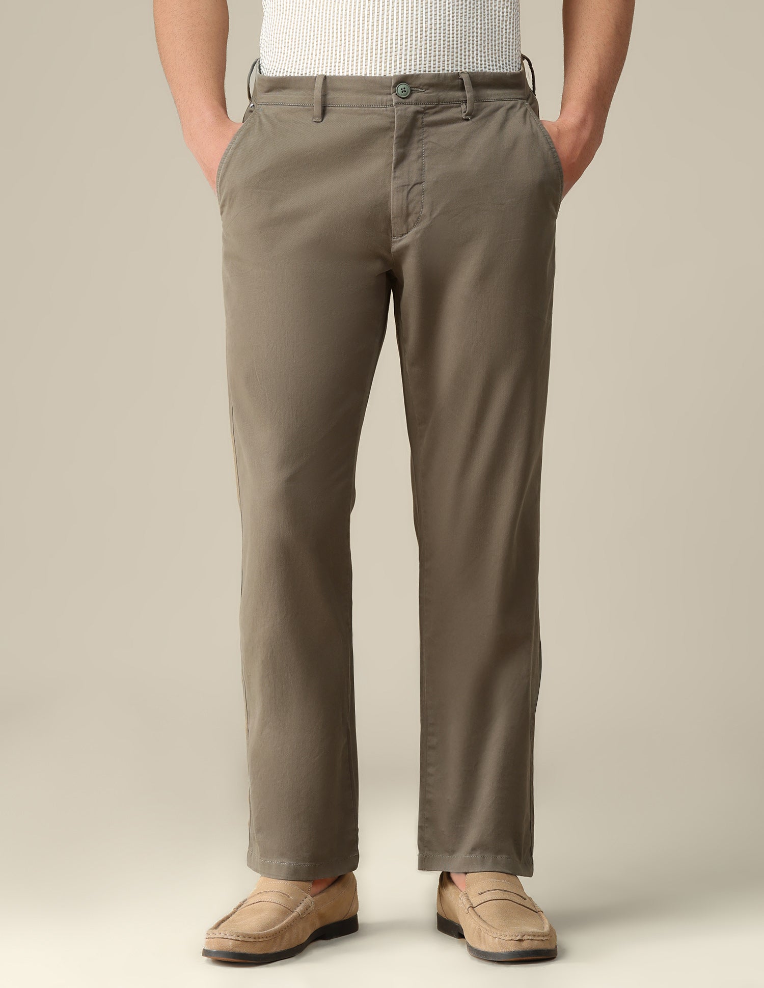 Riley straight fit Twill Trousers Light Olive - U.S. Polo Assn. India | Large