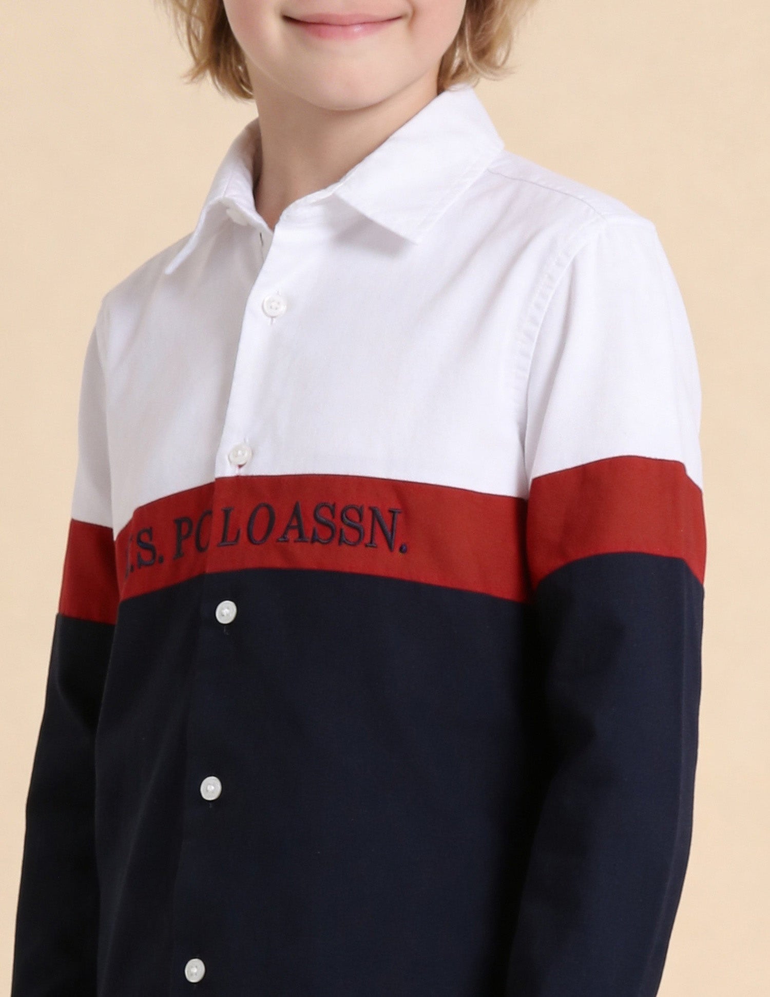 Colorblocked Brand Embroidered Oxford Shirt White - U.S. Polo Assn. India | Large