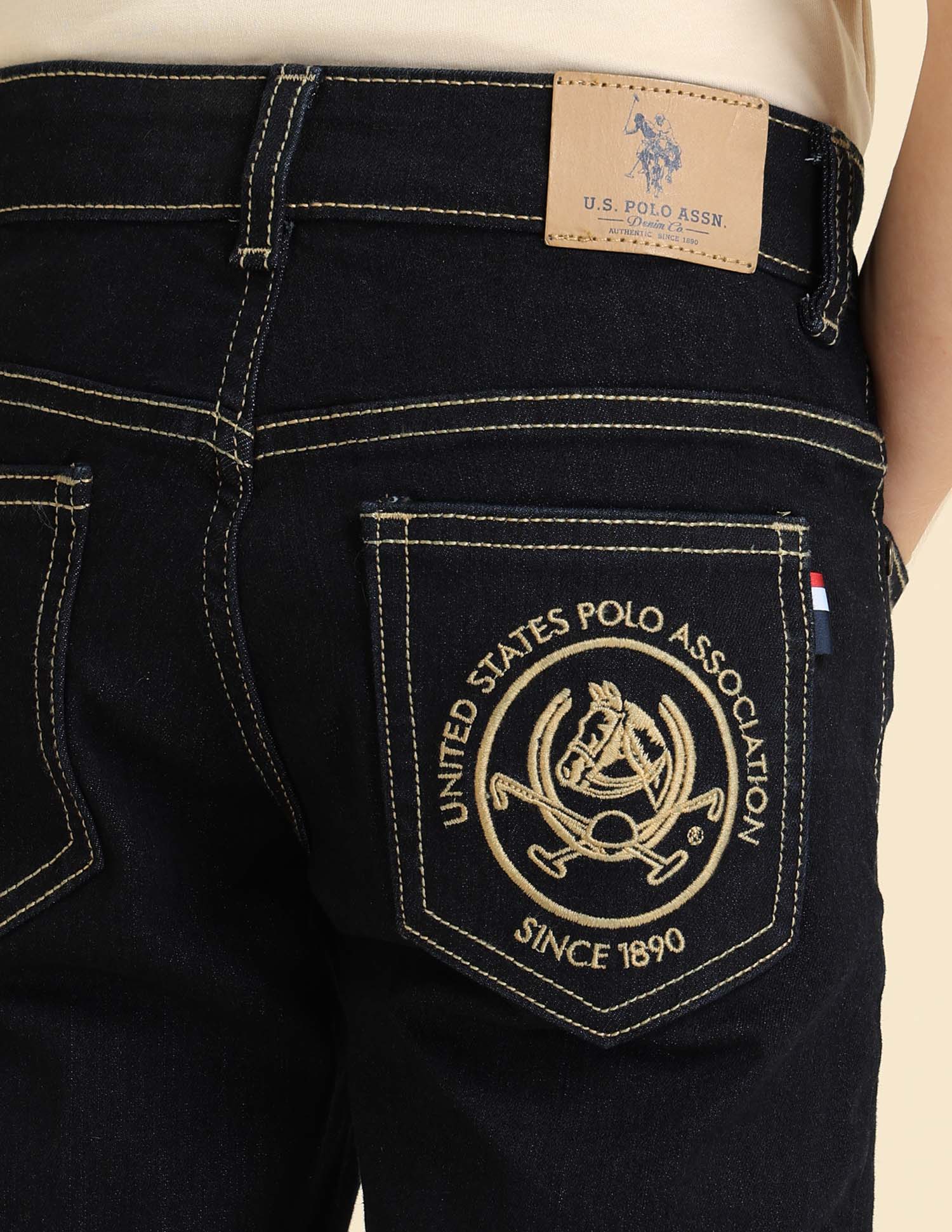 Boys Mid Rise Relaxed Fit Jeans Dark Blue - U.S. POLO ASSN. | Large