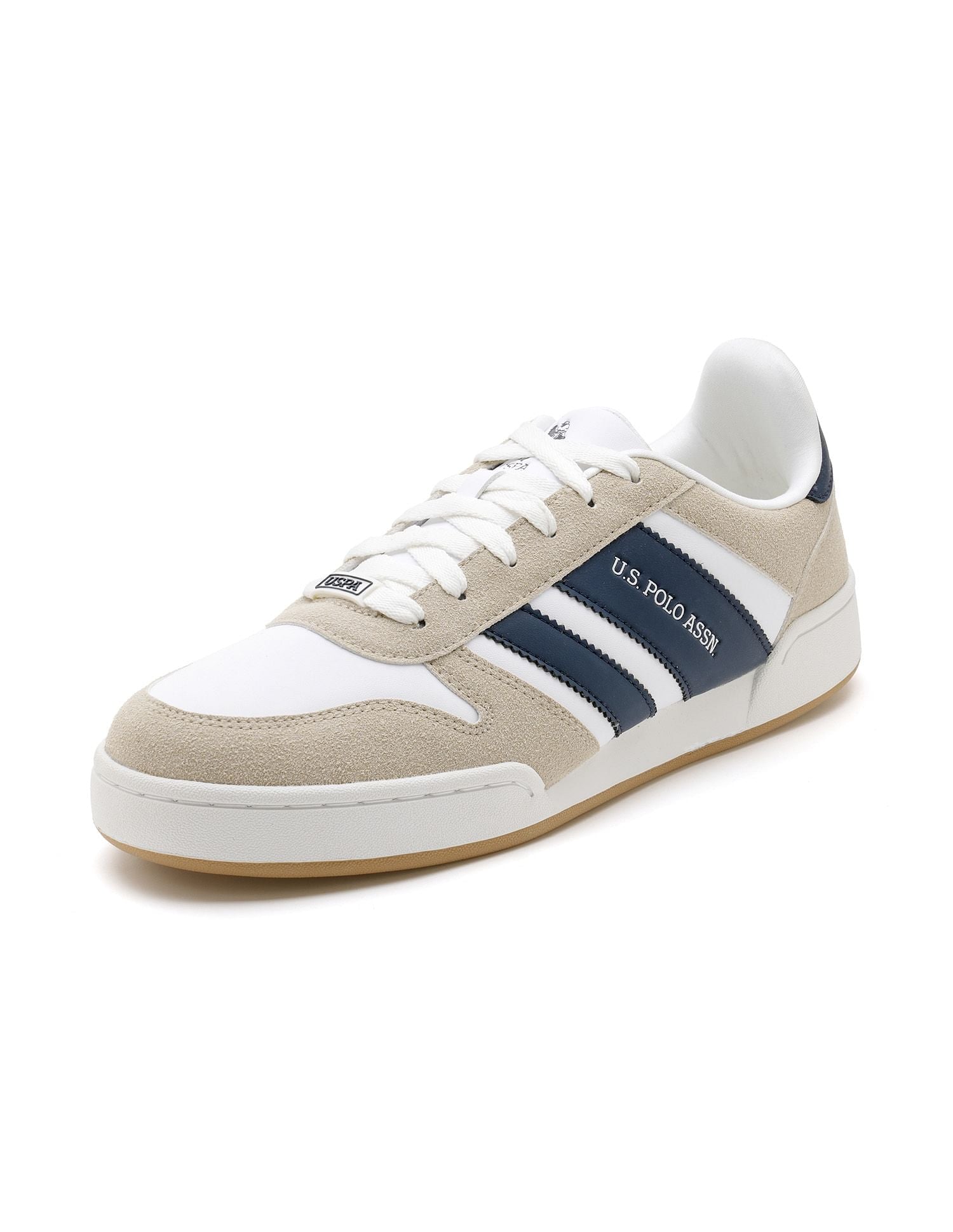 Men Gren Suede Colourblocked Sneakers Beige - U.S. POLO ASSN. | Large