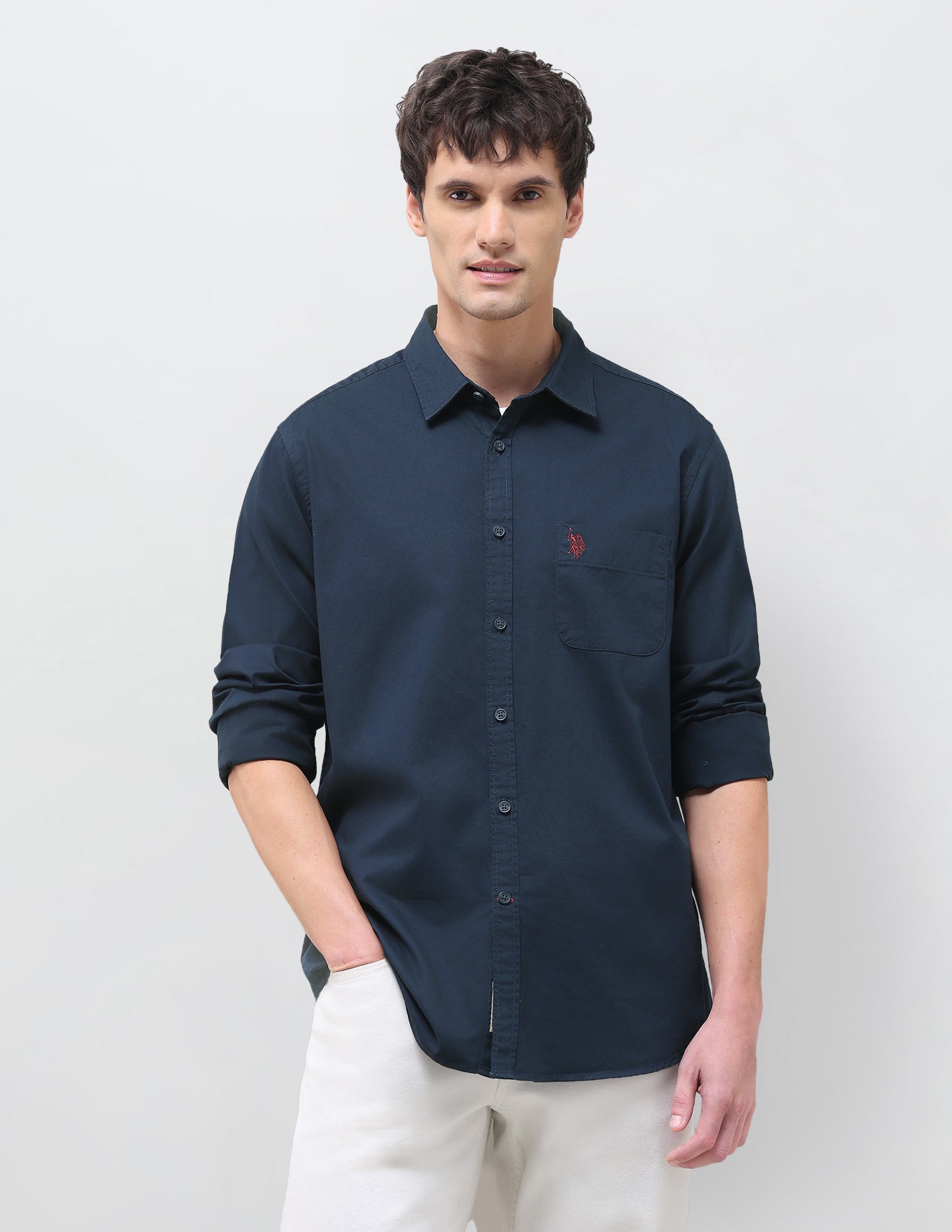 Twill Solid Shirt Navy - U.S. Polo Assn. India | Large