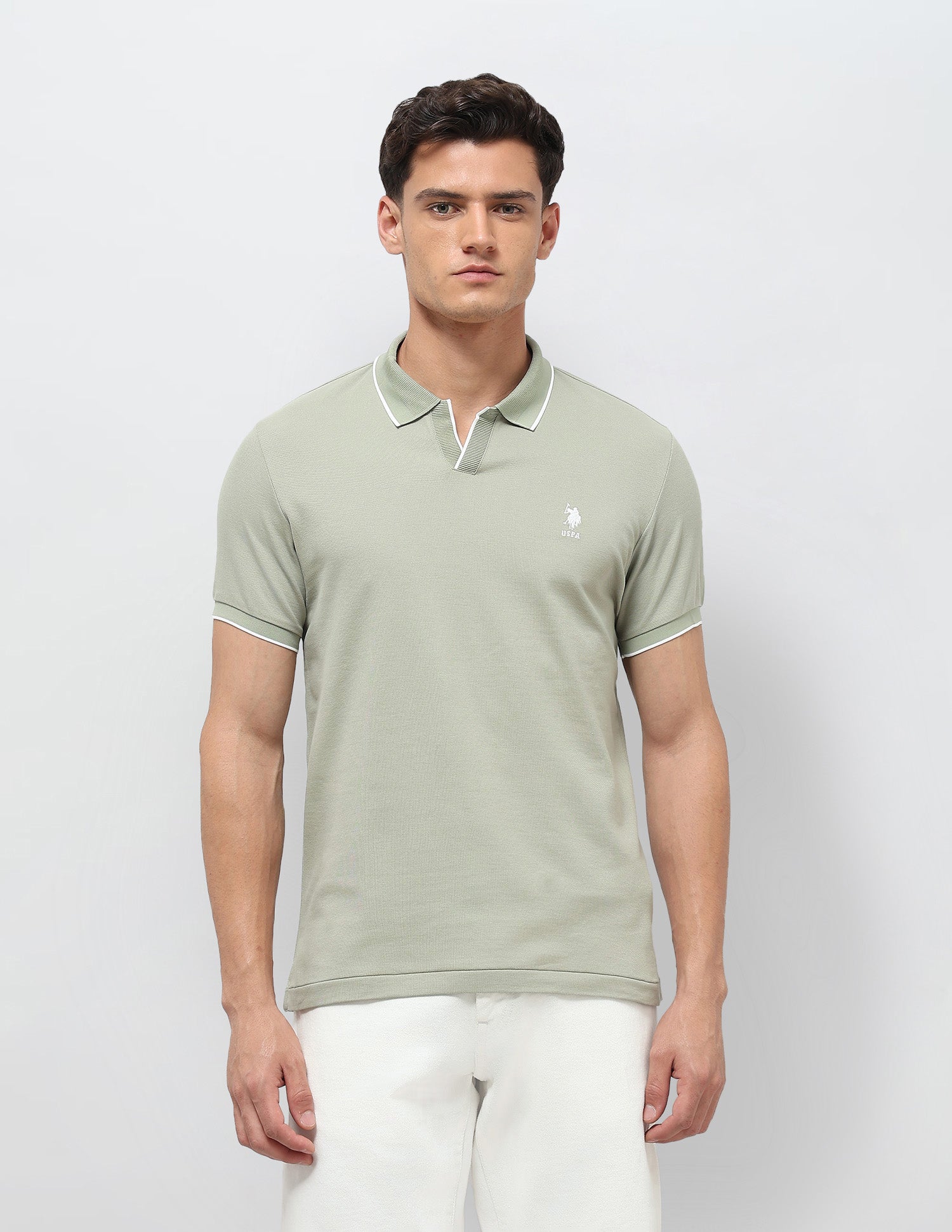 Solid Slim Fit Polo Shirt Green - U.S. POLO ASSN. | Large
