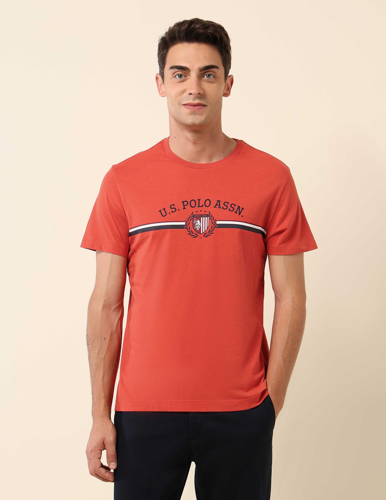 Pure Cotton Slim Fit T-Shirt Red - U.S. Polo Assn. India | Large