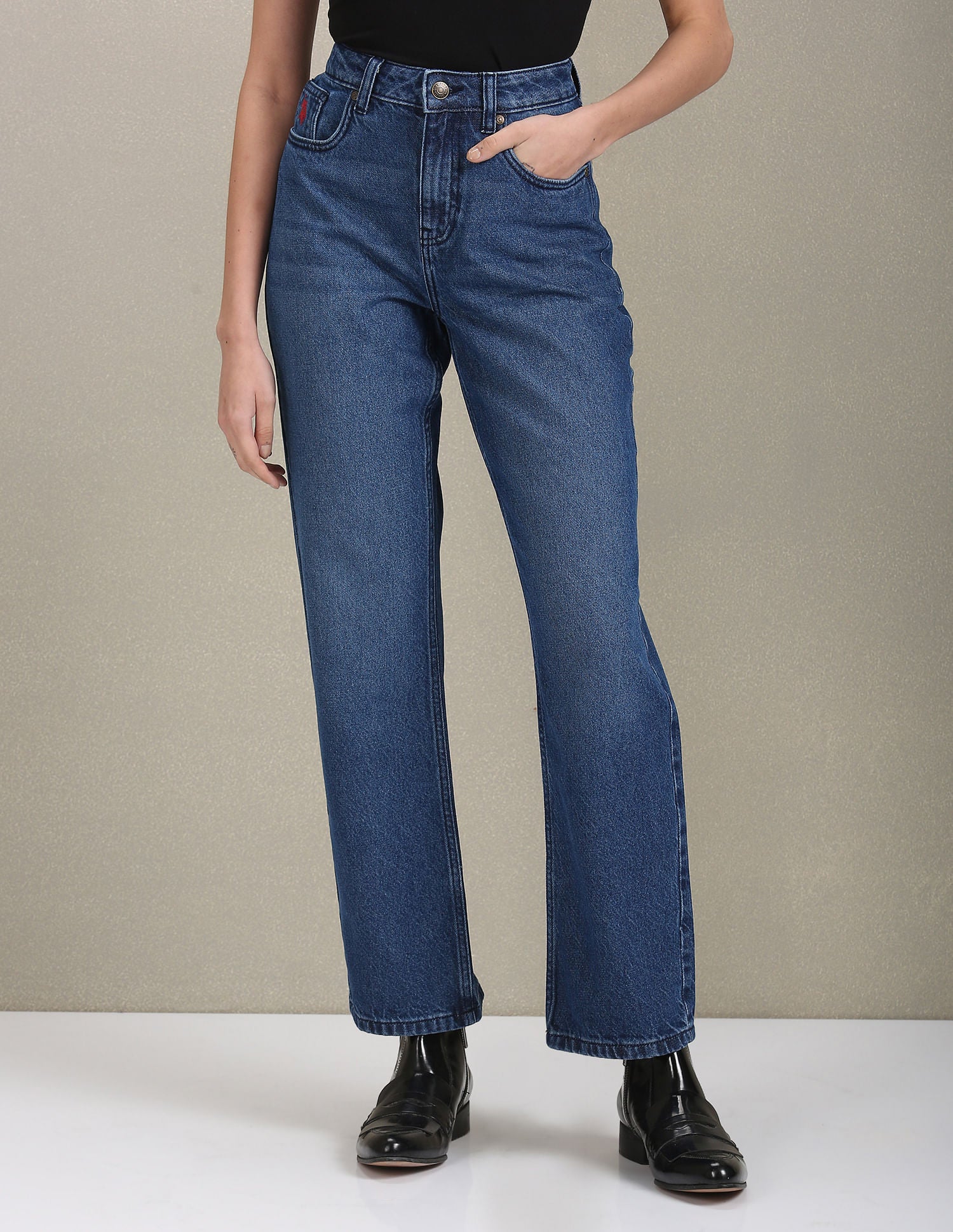 Straight Fit Mid Rise Jeans Dark Blue - U.S. Polo Assn. India | Large