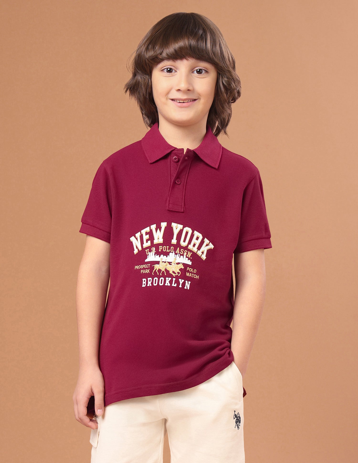 Brand Typographic Regular Fit Polo Shirt Maroon - U.S. Polo Assn. India | Large