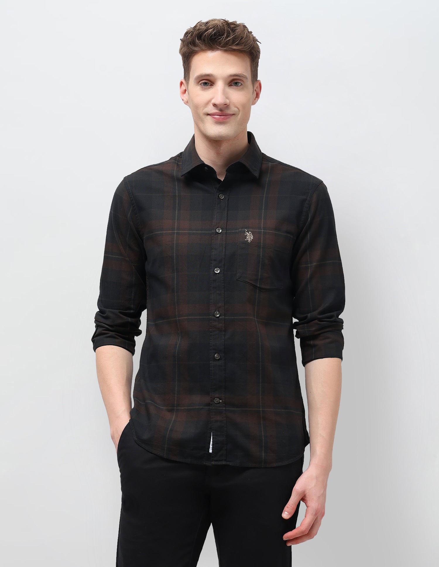 Tartan Checked Regular Fit Shirt Brown - U.S. Polo Assn. India | Large