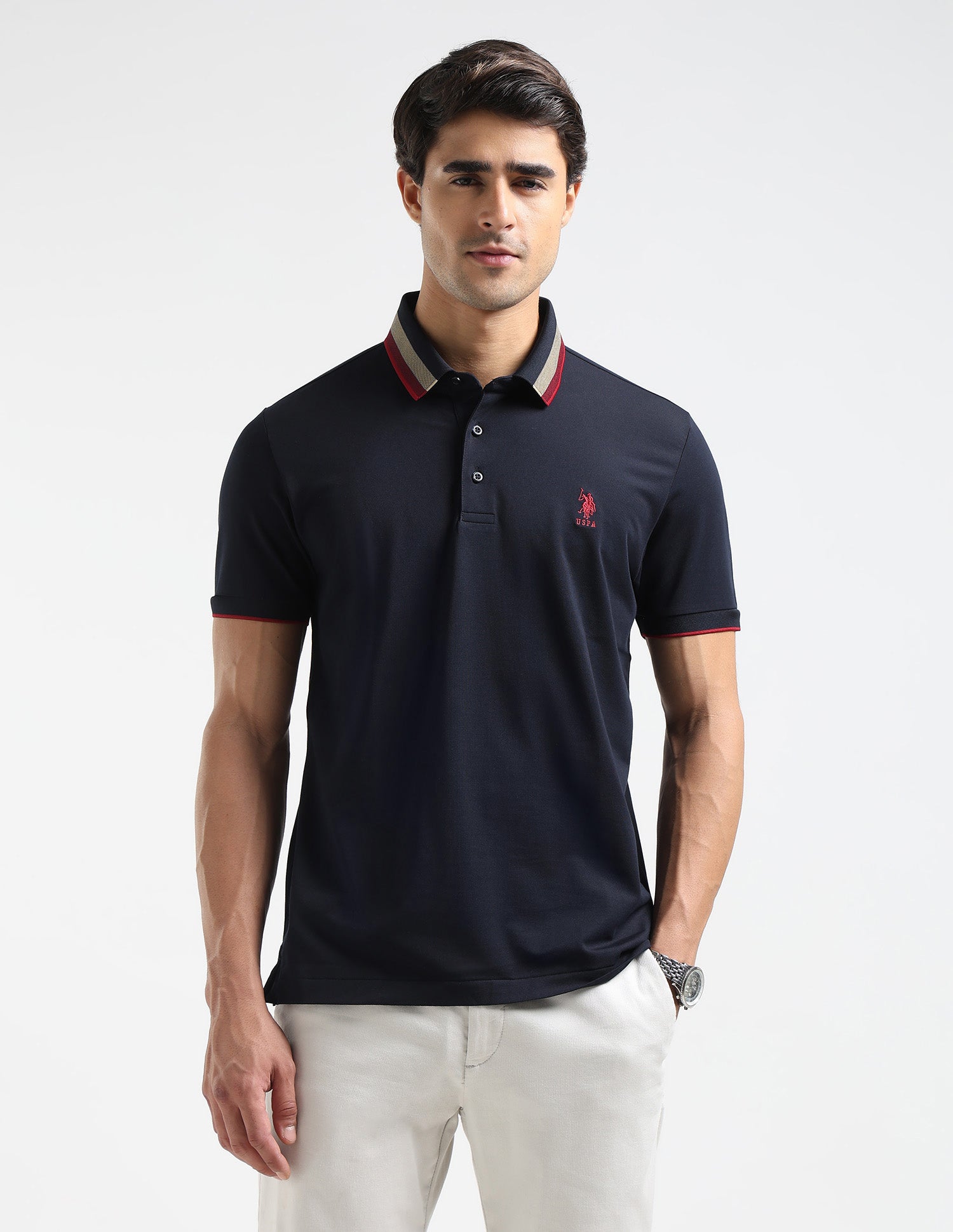 Solid Slim Fit Polo Shirt Navy - U.S. POLO ASSN. | Large