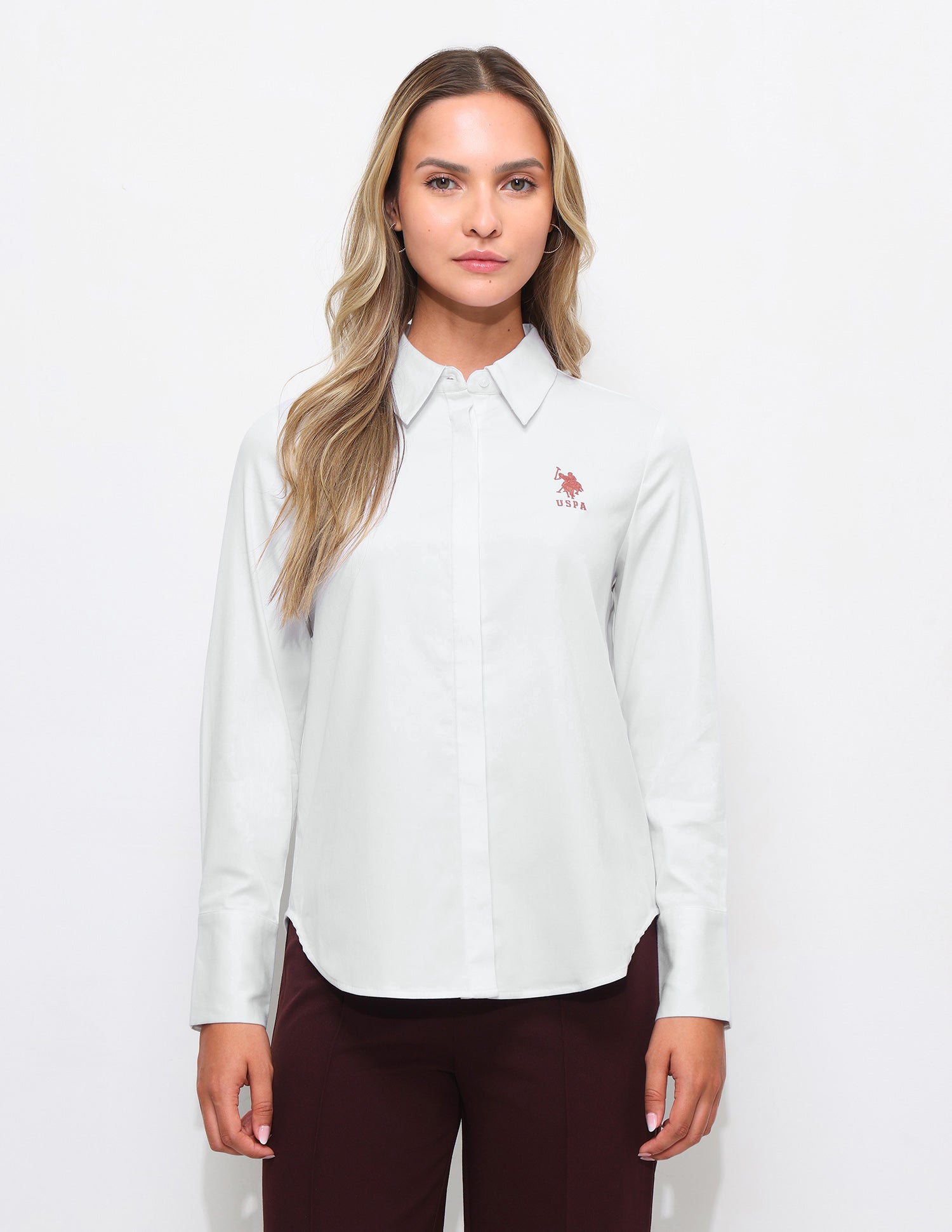 Regular Fit Satin Shirt White - U.S. Polo Assn. India | Large