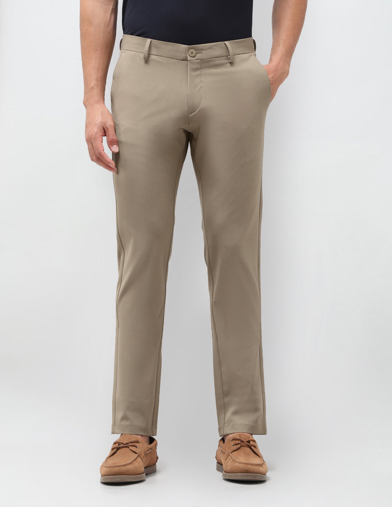 Solid Austin Slim Fit Trousers Light Khaki - U.S. Polo Assn. India | Large