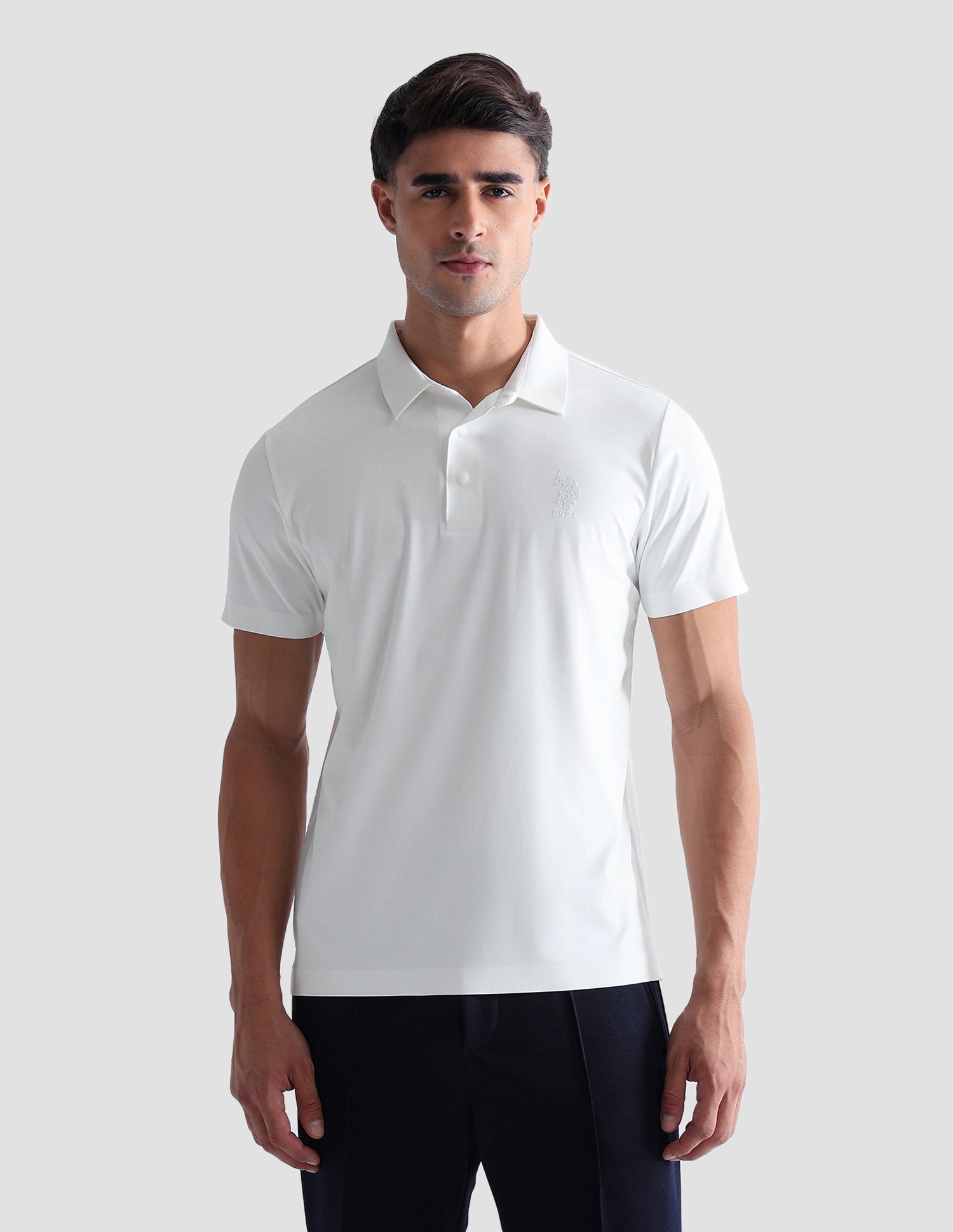 Brand Embossed Active Polo Shirt Off White - U.S. POLO ASSN. | Large