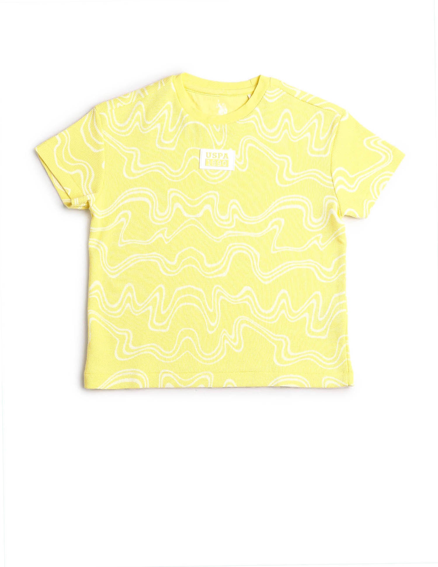Boys Regular Fit Abstract Printed T-Shirt Light Yellow - U.S. POLO ASSN. | Large