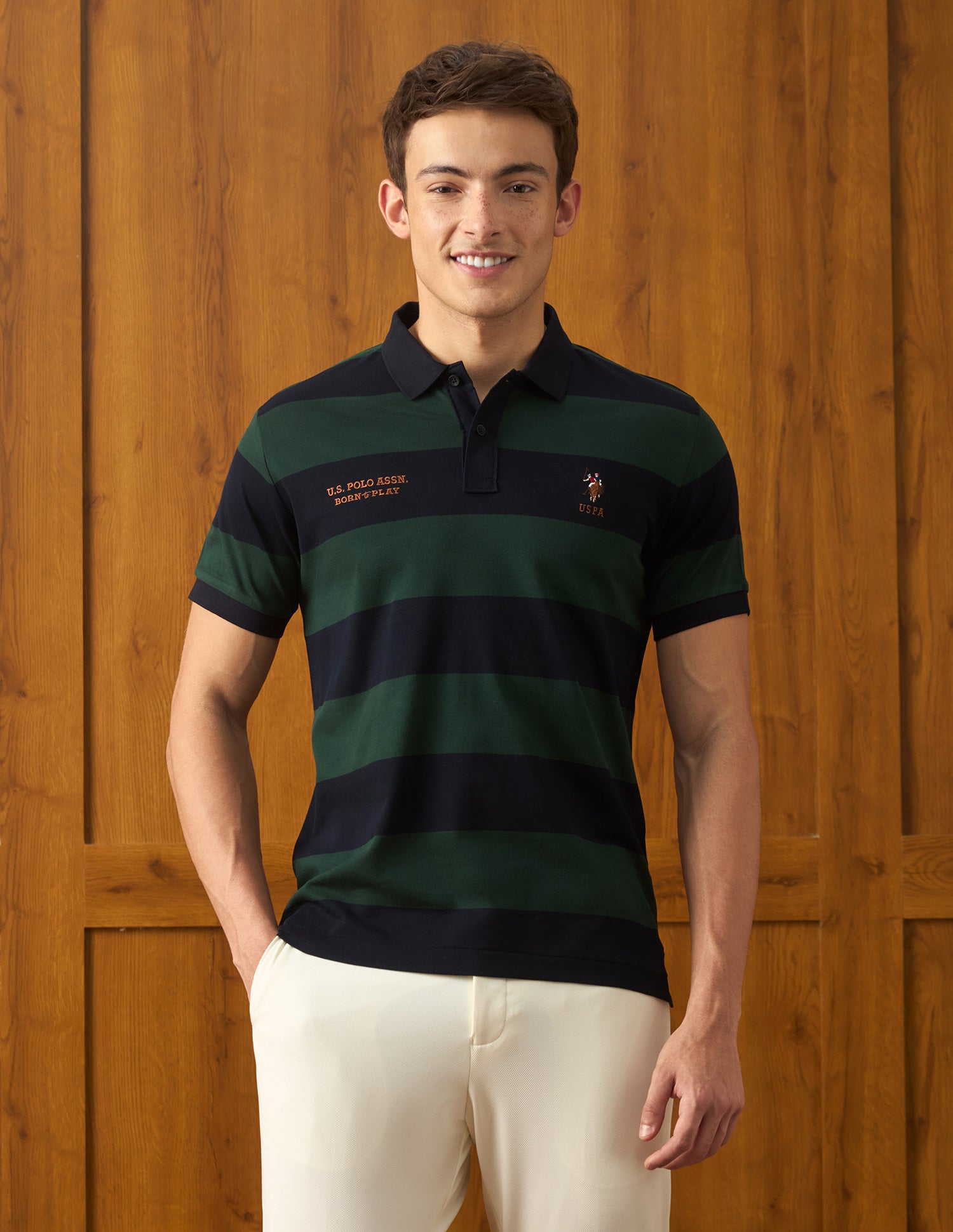 Horizontal Striped Slim Fit Polo Shirt Navy - U.S. Polo Assn. India | Large