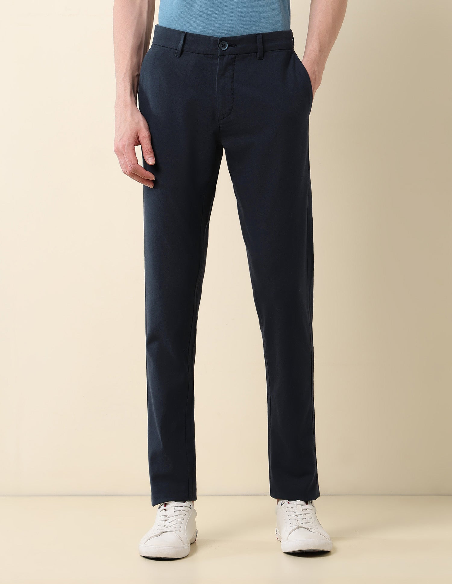 Denver Slim Fit Satin Trousers Navy - U.S. POLO ASSN. | Large