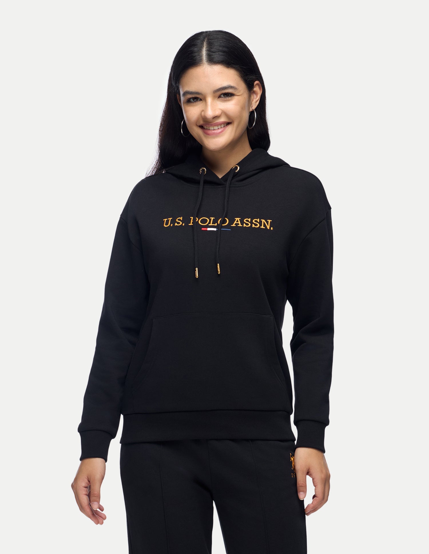 Brand Embroidered Relaxed Fit Sweatshirt Black - U.S. Polo Assn. India | Large