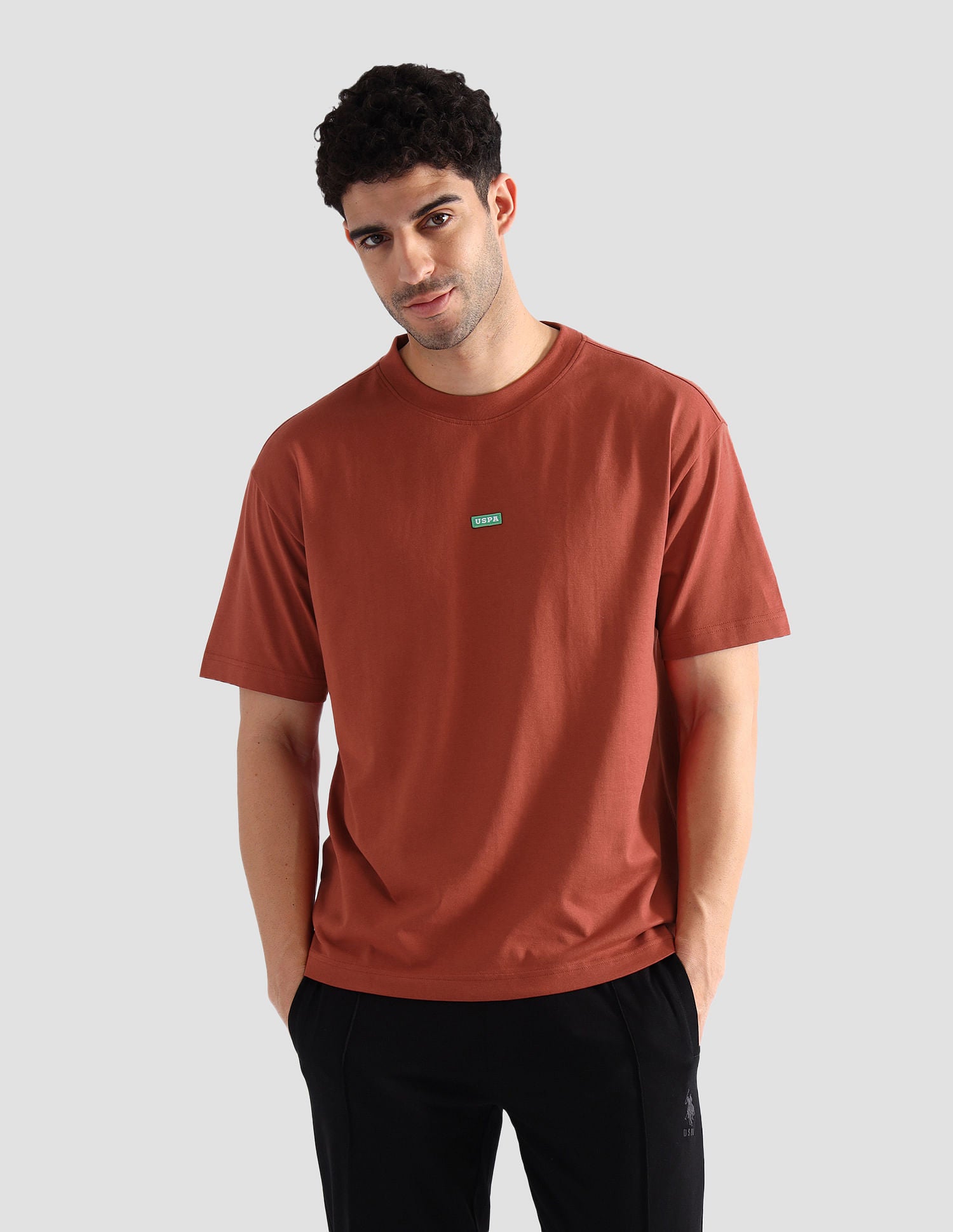 Pure Cotton Oversized OEE04 Lounge T-Shirt Rust - U.S. POLO ASSN. | Large