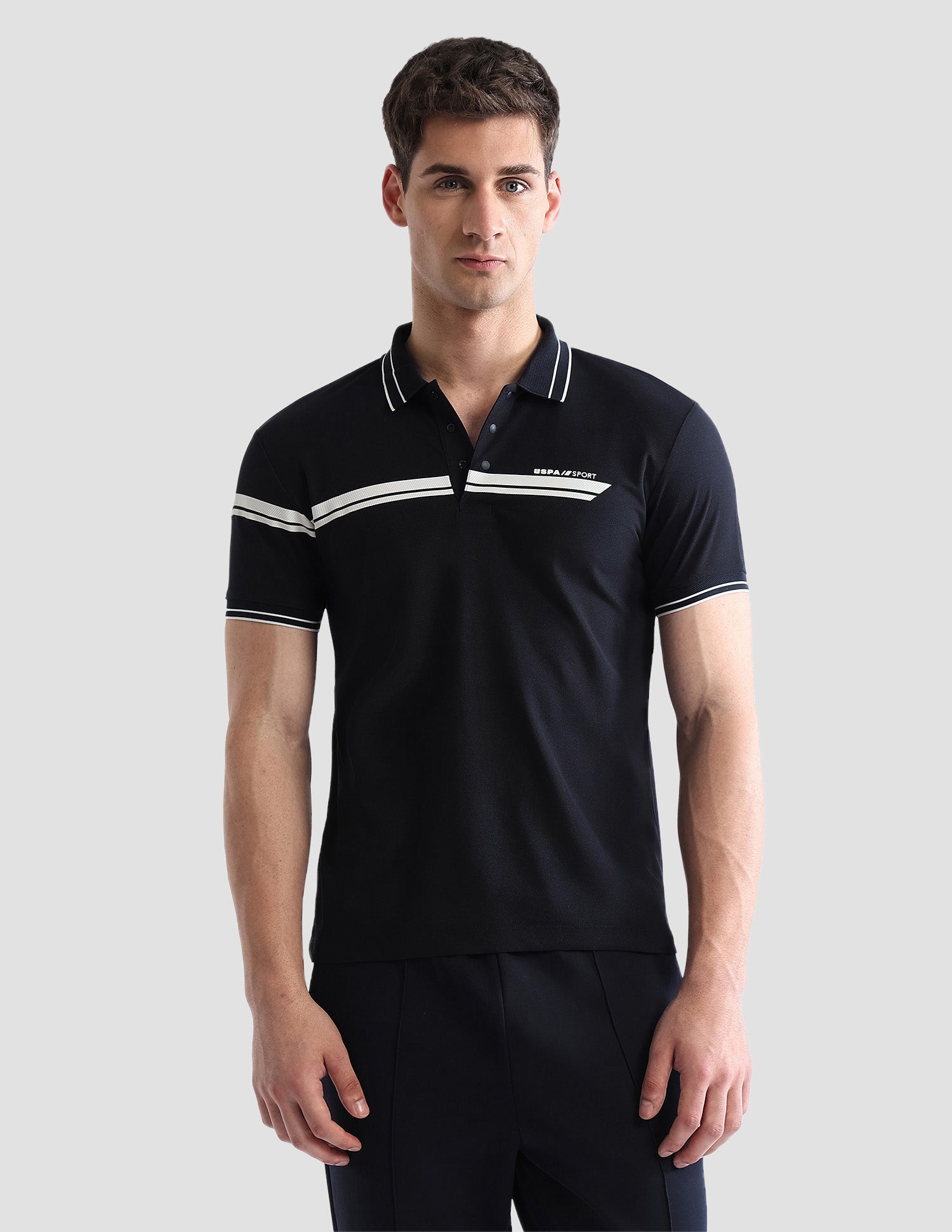 Solid Regular Fit Active Polo Shirt Navy - U.S. POLO ASSN. | Large