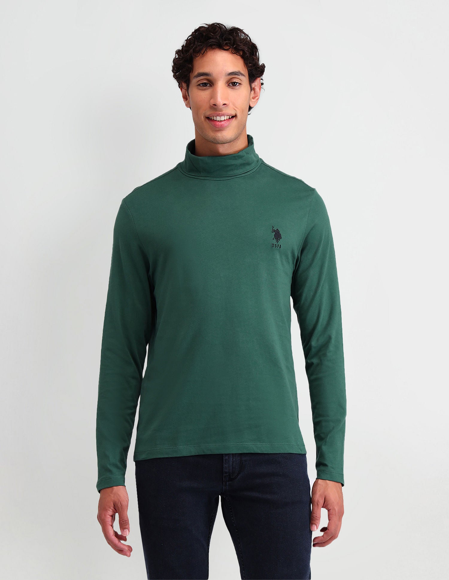 Outdoor Muscle Fit Solid T-Shirt Dark Green - U.S. POLO ASSN. | Large