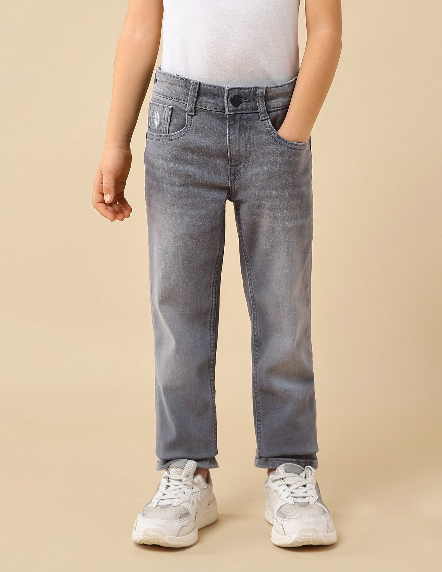 Boys Slim Fit Whiskered Jeans Grey - U.S. POLO ASSN. | Large