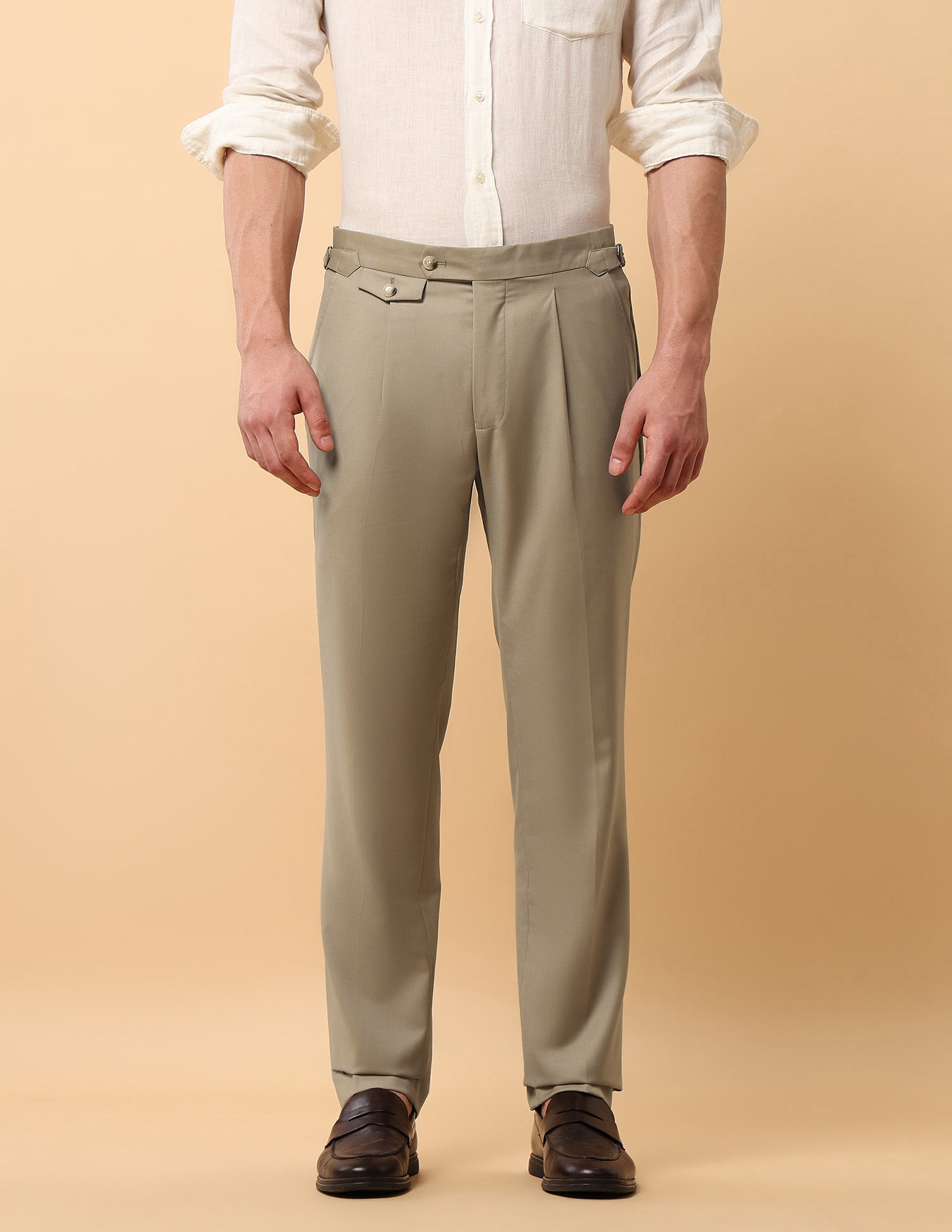Pacho X Riley Straight Pleated Trousers Beige - U.S. POLO ASSN. | Large