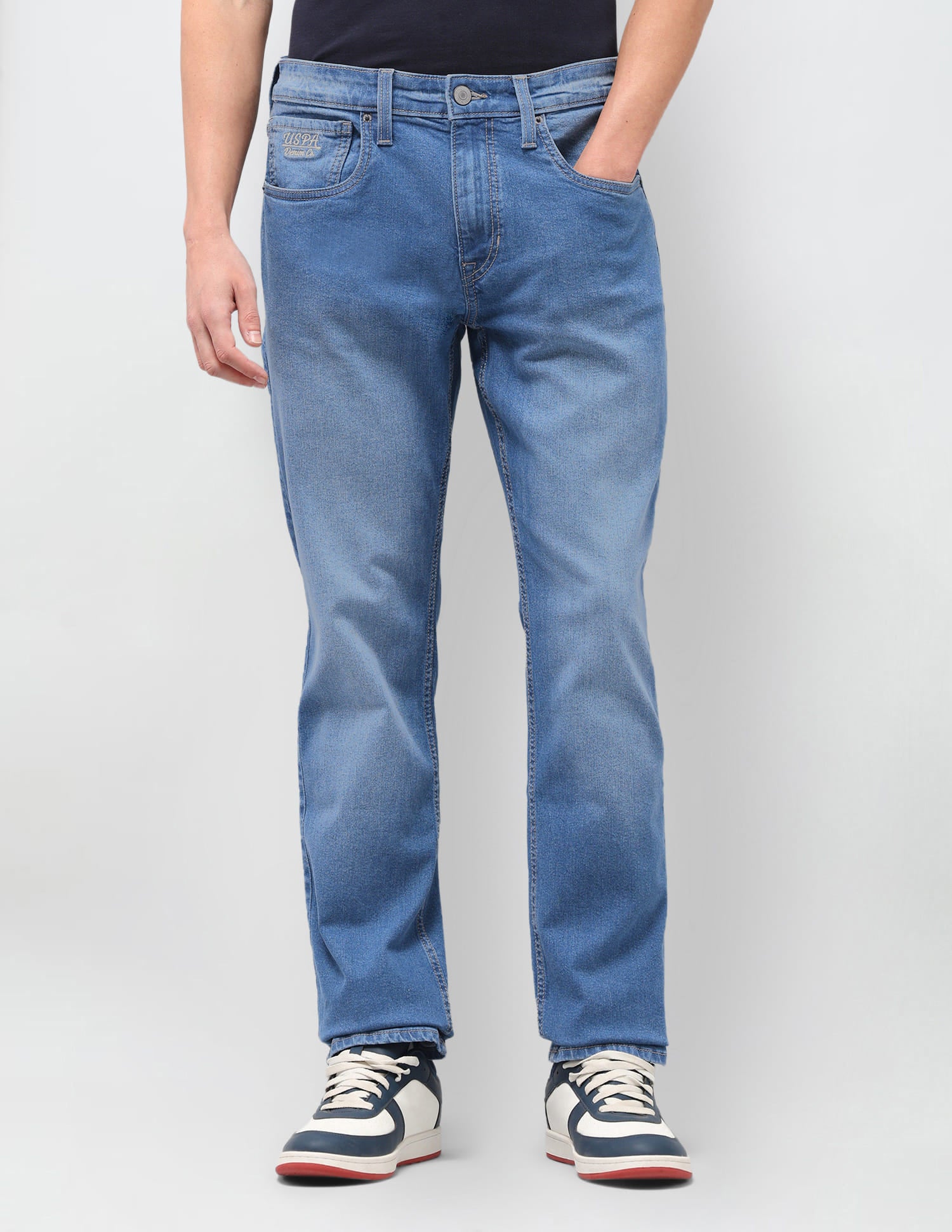 Solid Straight Fit Jeans Blue - U.S. Polo Assn. India | Large