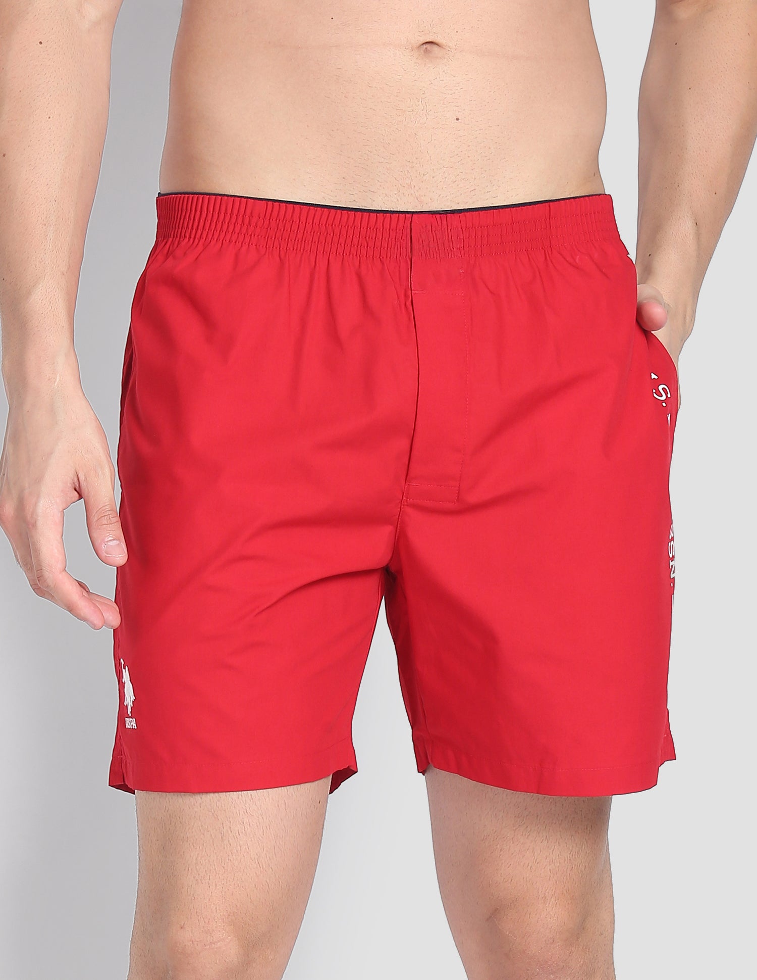 Brand Stripe Dual Pocket IYAX Boxers - Pack Of 1 Red - U.S. POLO ASSN. | Large