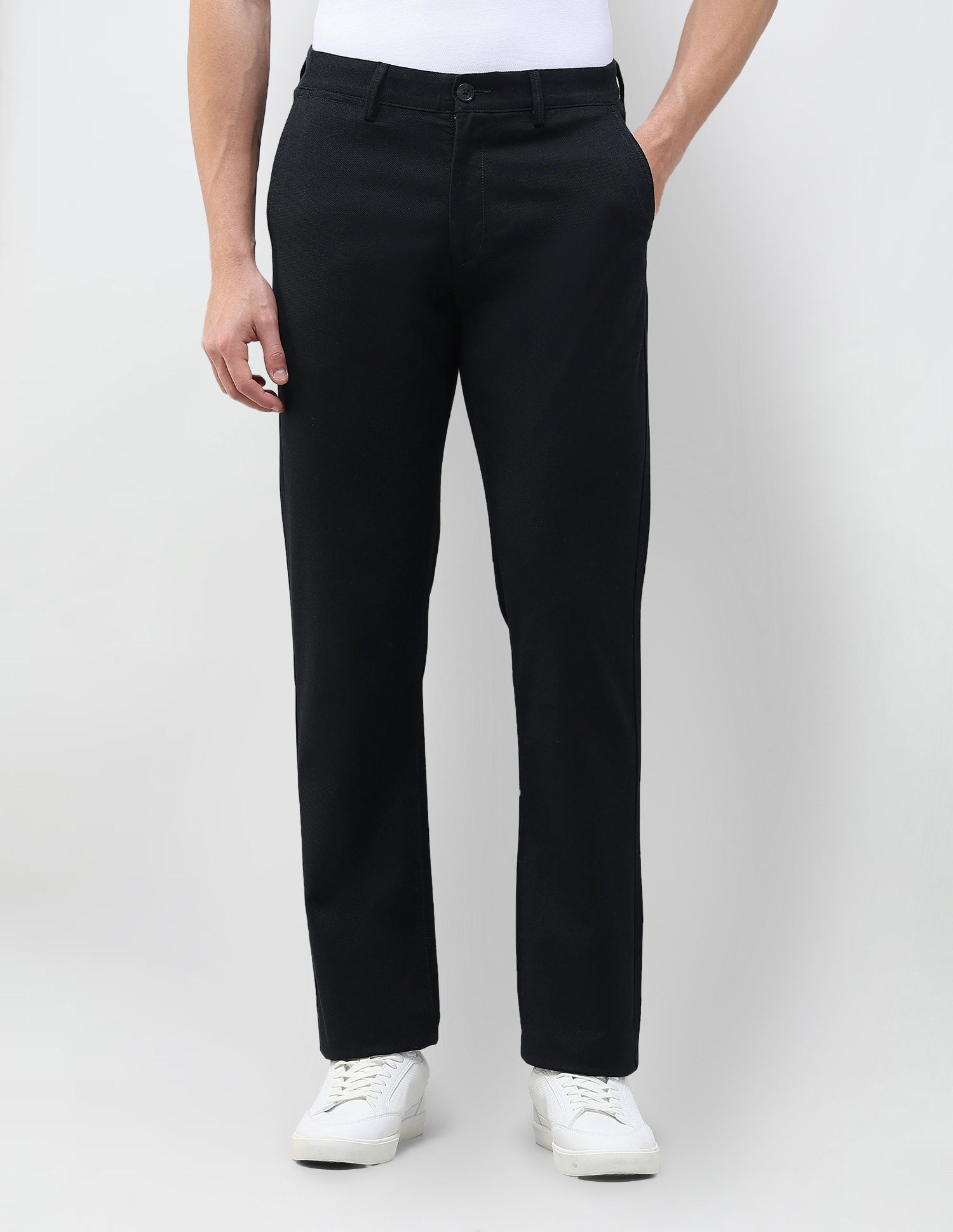 Riley Straight Fit Dobby Trousers Black - U.S. Polo Assn. India | Large