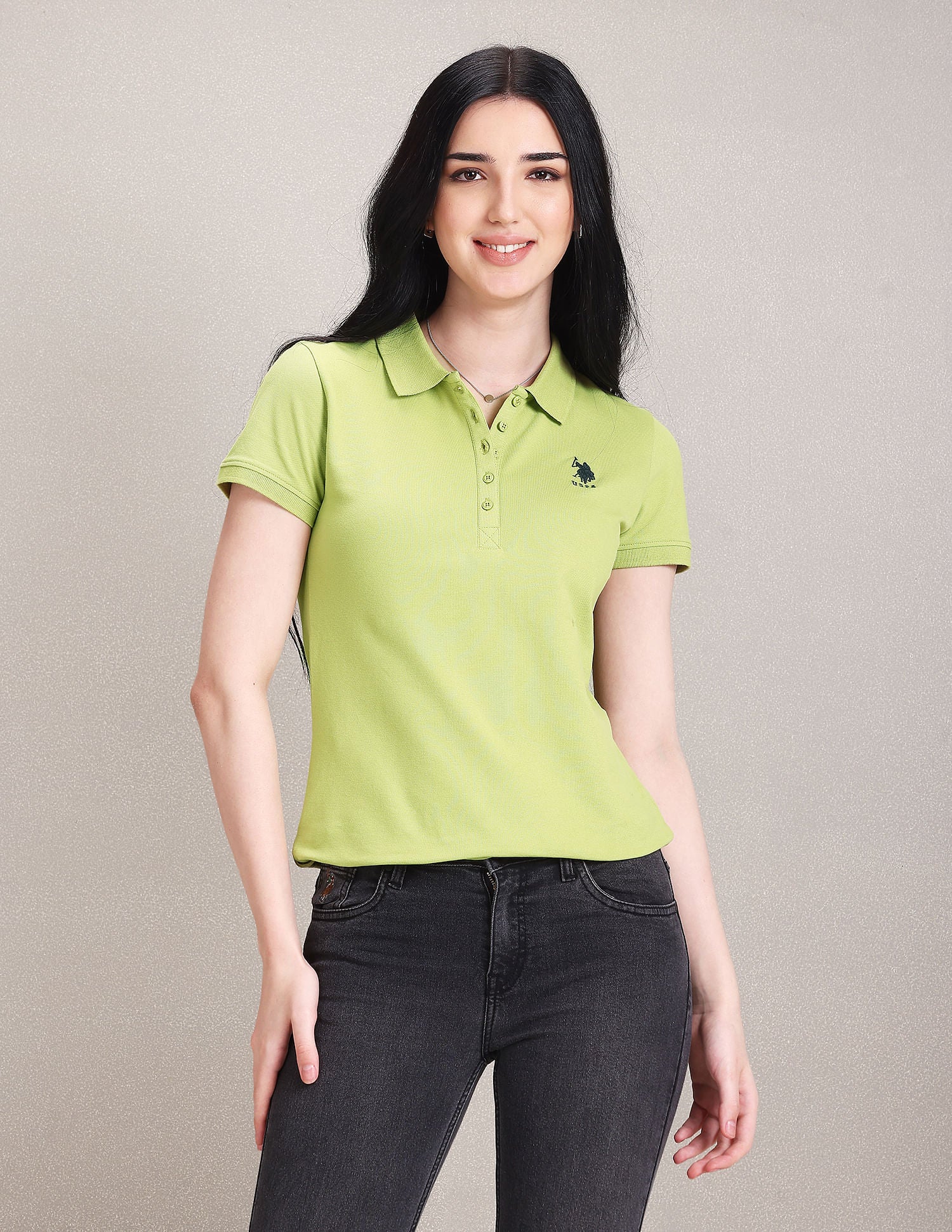 Solid Pique Polo Shirt Light Green - U.S. POLO ASSN. | Large