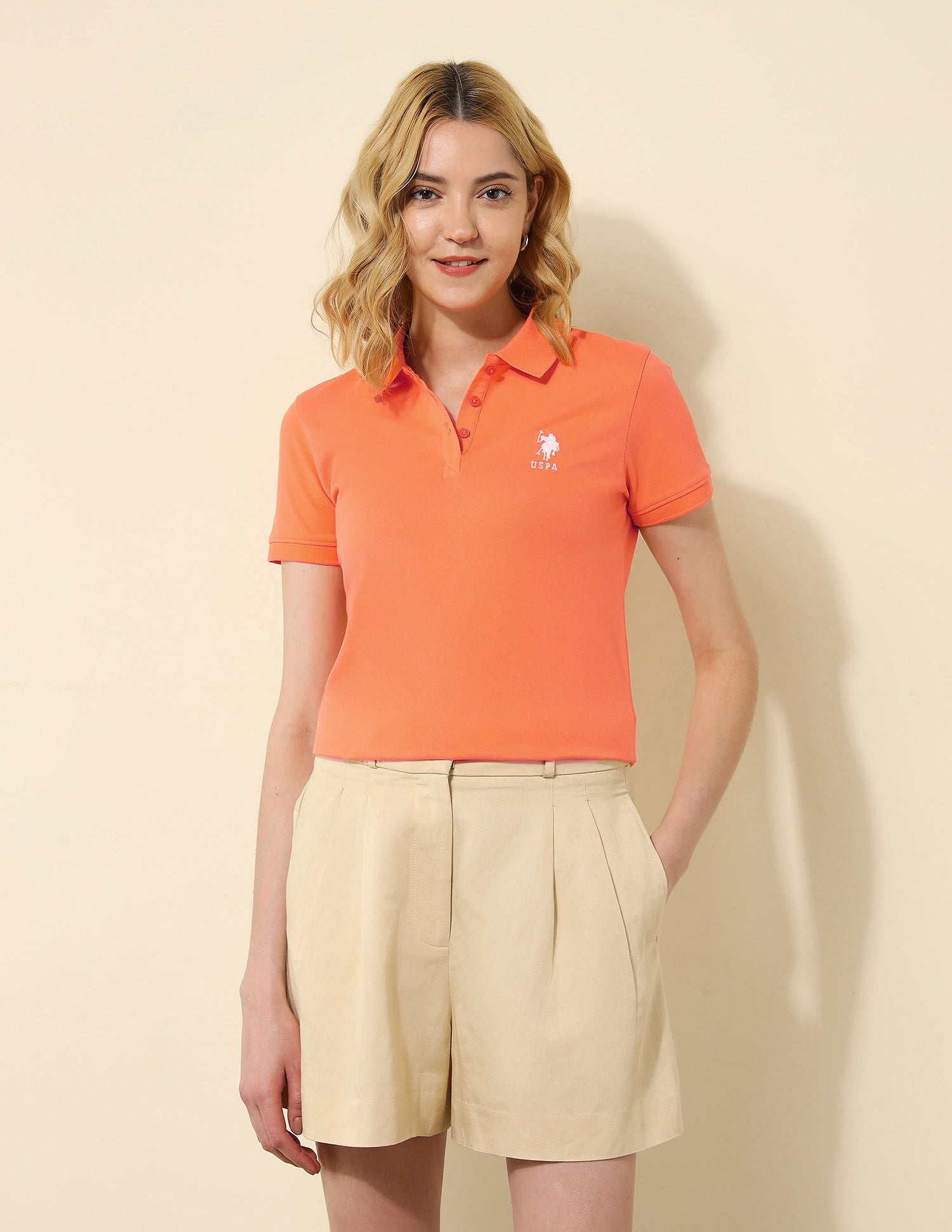 Regular Fit Solid Polo Shirt Light Orange - U.S. POLO ASSN. | Large