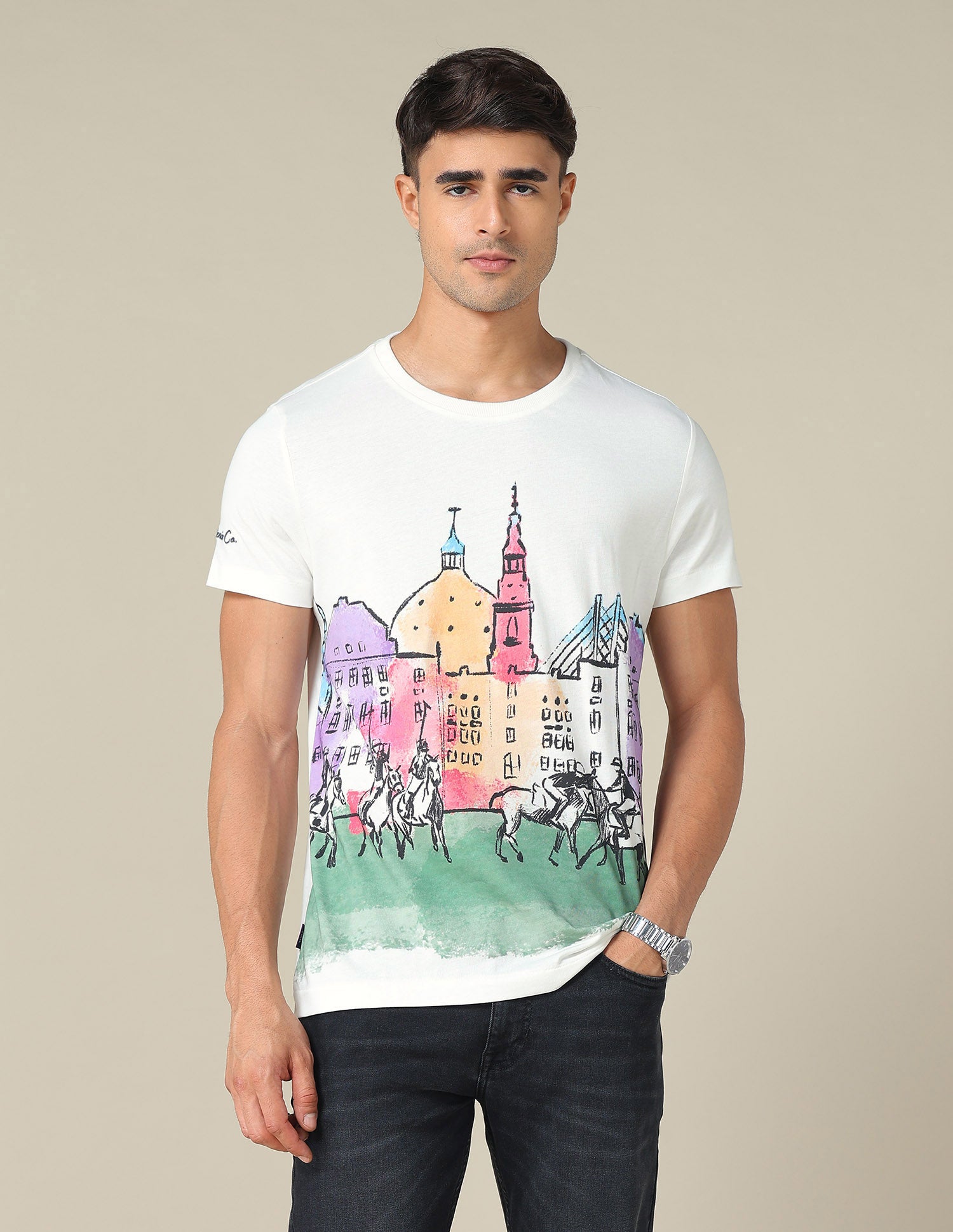 Graphic Printed Muscle Fit T-Shirt Ivory - U.S. POLO ASSN. | Large