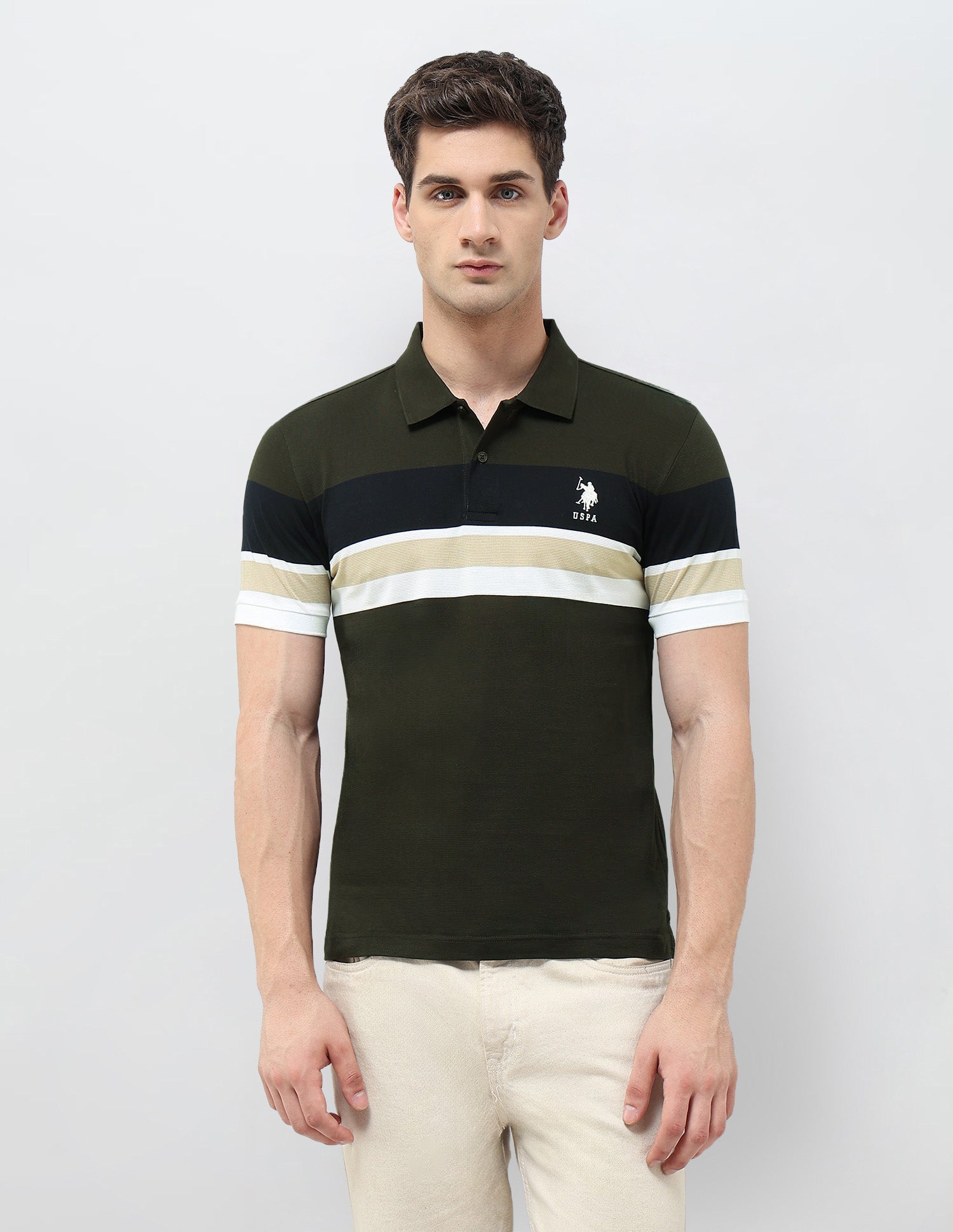 Colourblocked Slim Fit Polo Shirt Olive - U.S. POLO ASSN. | Large