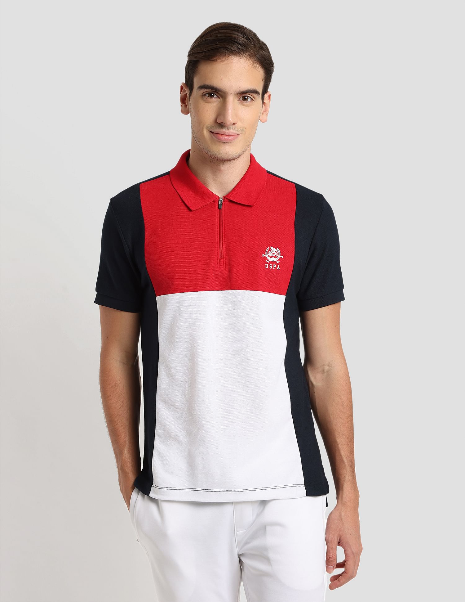 Panelled Sport Polo Shirt Navy - U.S. Polo Assn. India | Large