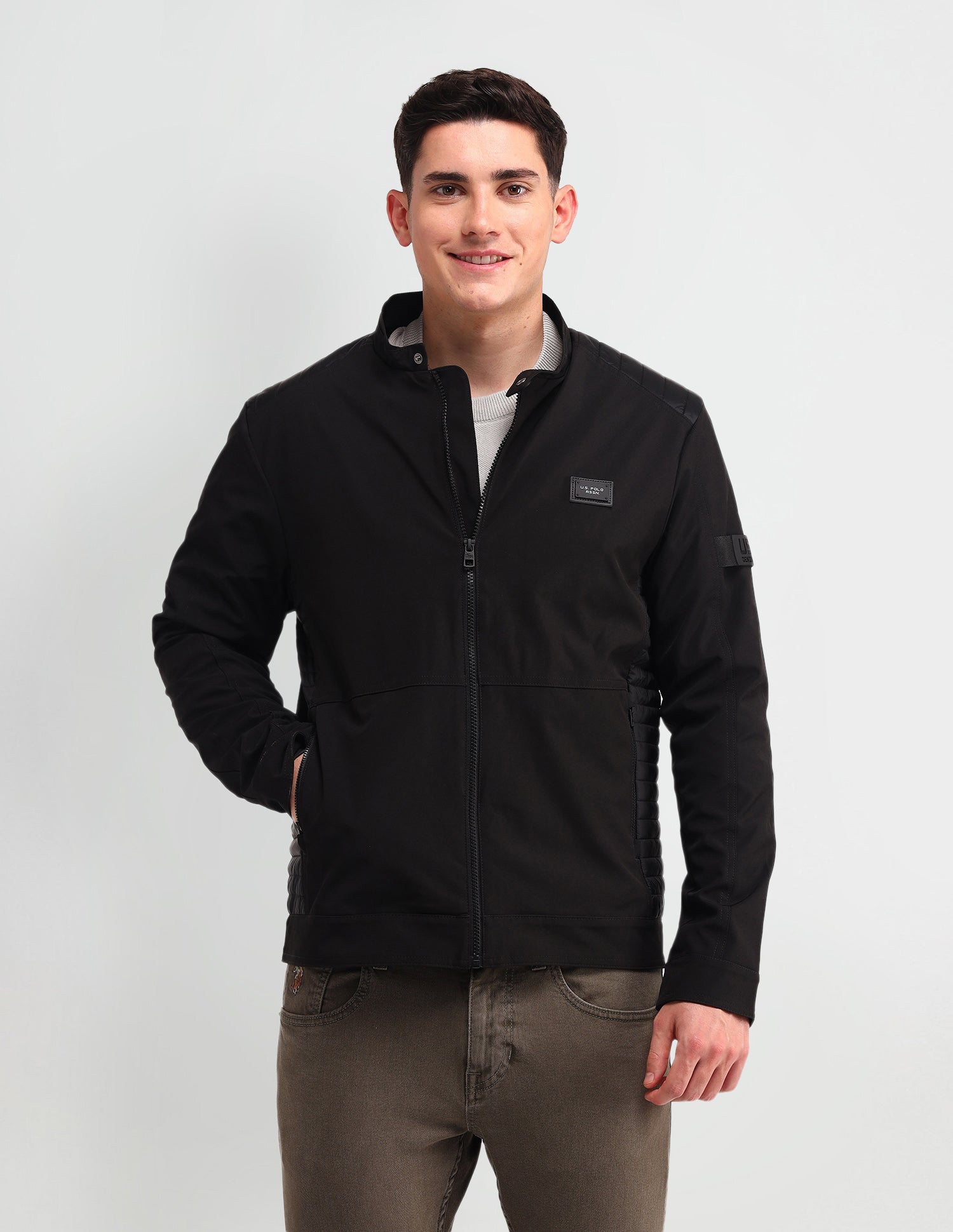 Colour Blocked Regular Fit Jacket Black - U.S. POLO ASSN. | Large