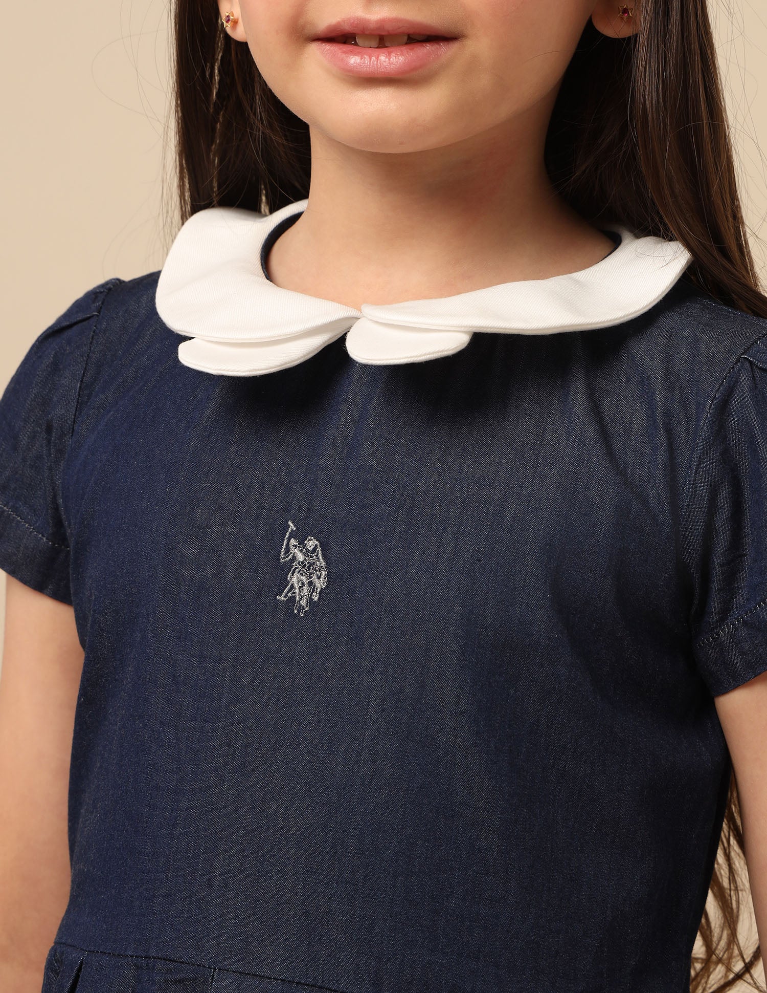 Girls Solid A-Line Dress Indigo - U.S. POLO ASSN. | Large