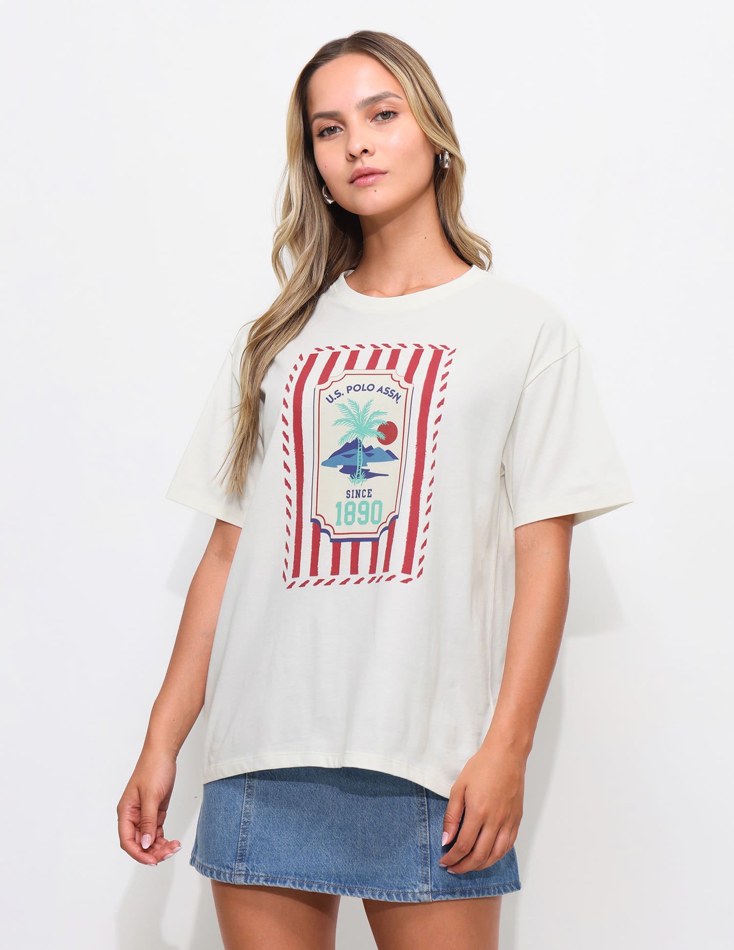 Graphic Printed Oversized T-shirt Off White - U.S. Polo Assn. India | Large