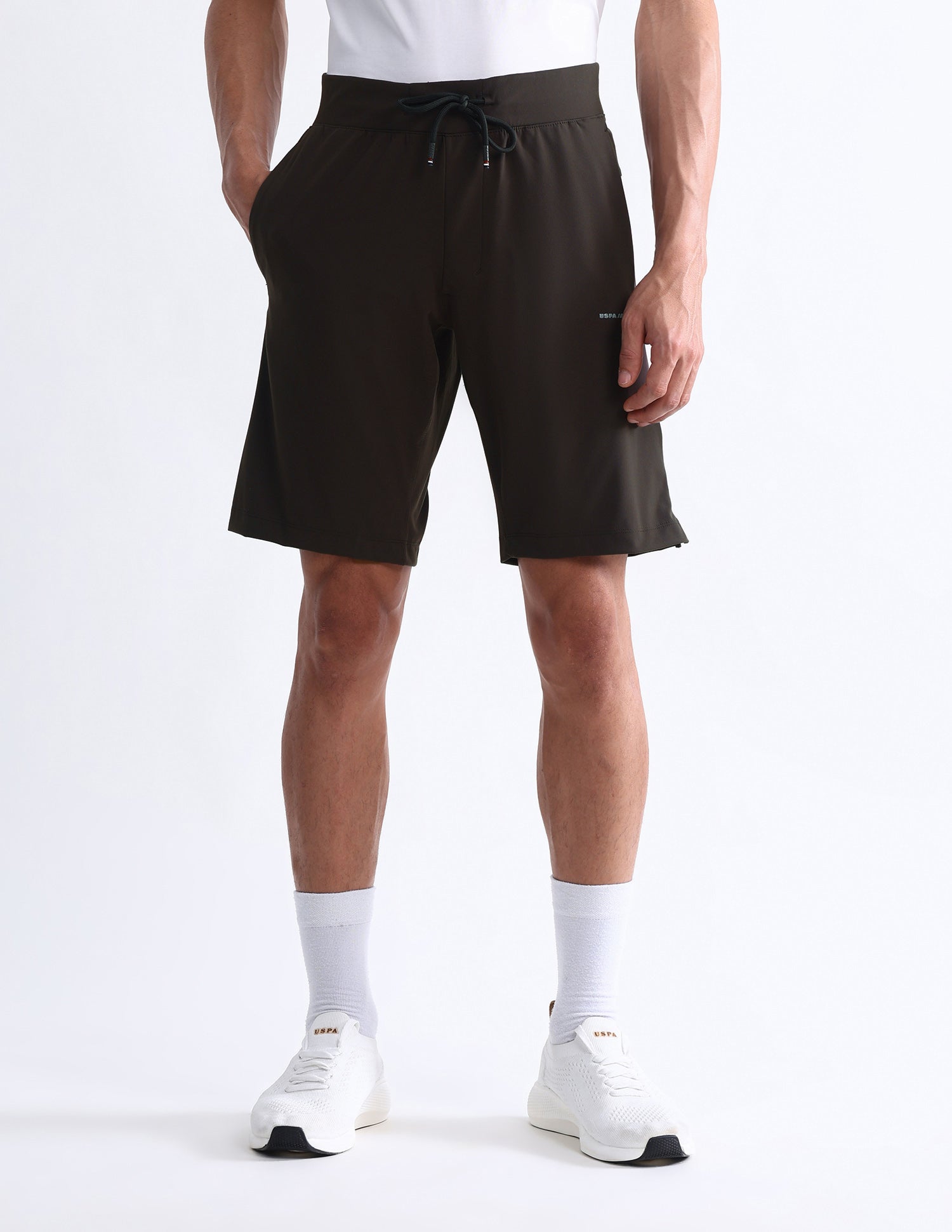 Slim Fit Solid Active Shorts Brown - U.S. Polo Assn. India | Large