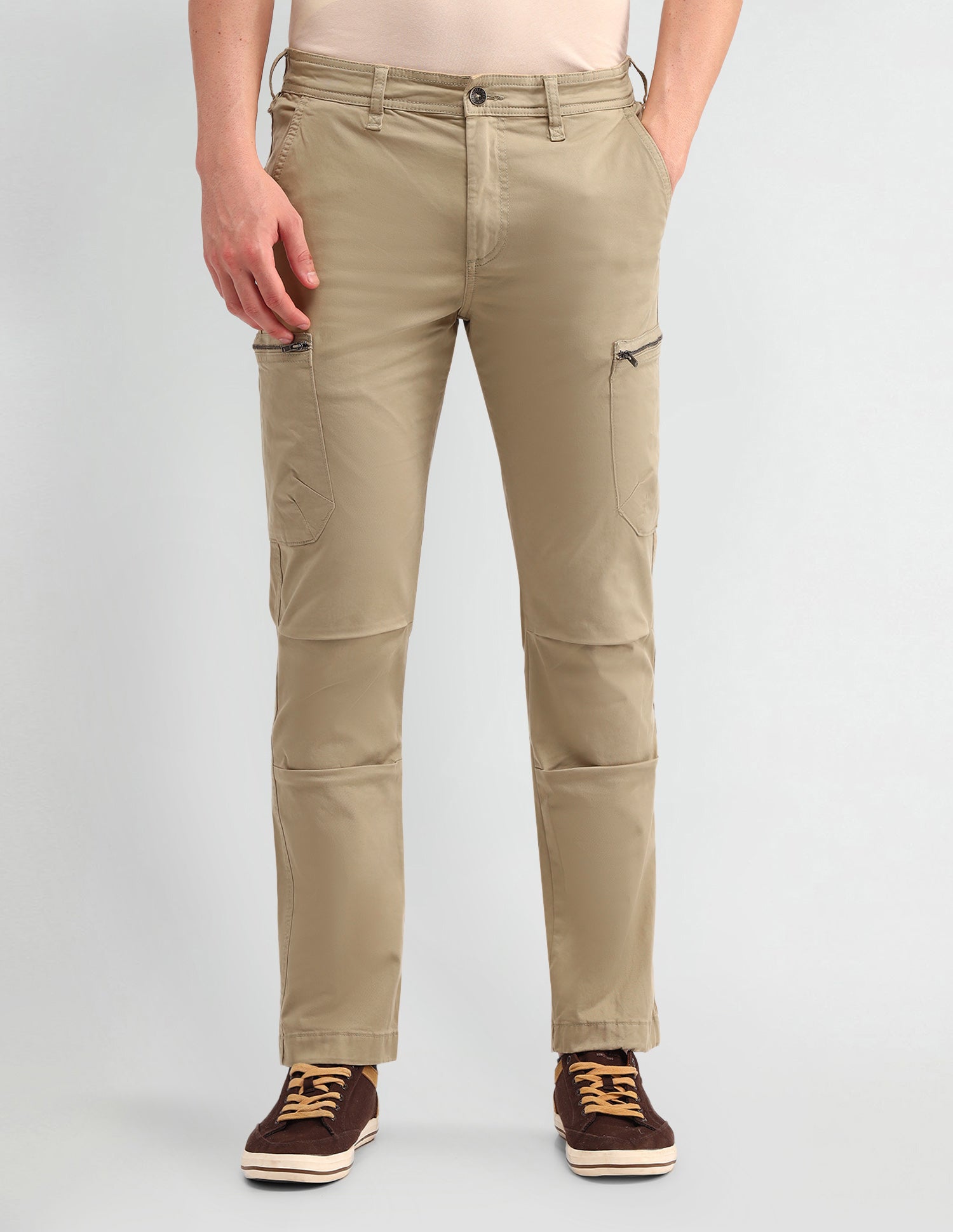 Straight Solid Trousers Khaki - U.S. Polo Assn. India | Large