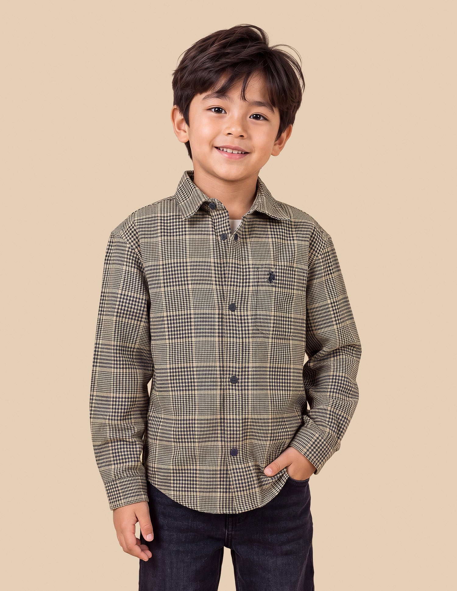 Plaid Checked Twill Shacket Beige - U.S. Polo Assn. India | Large