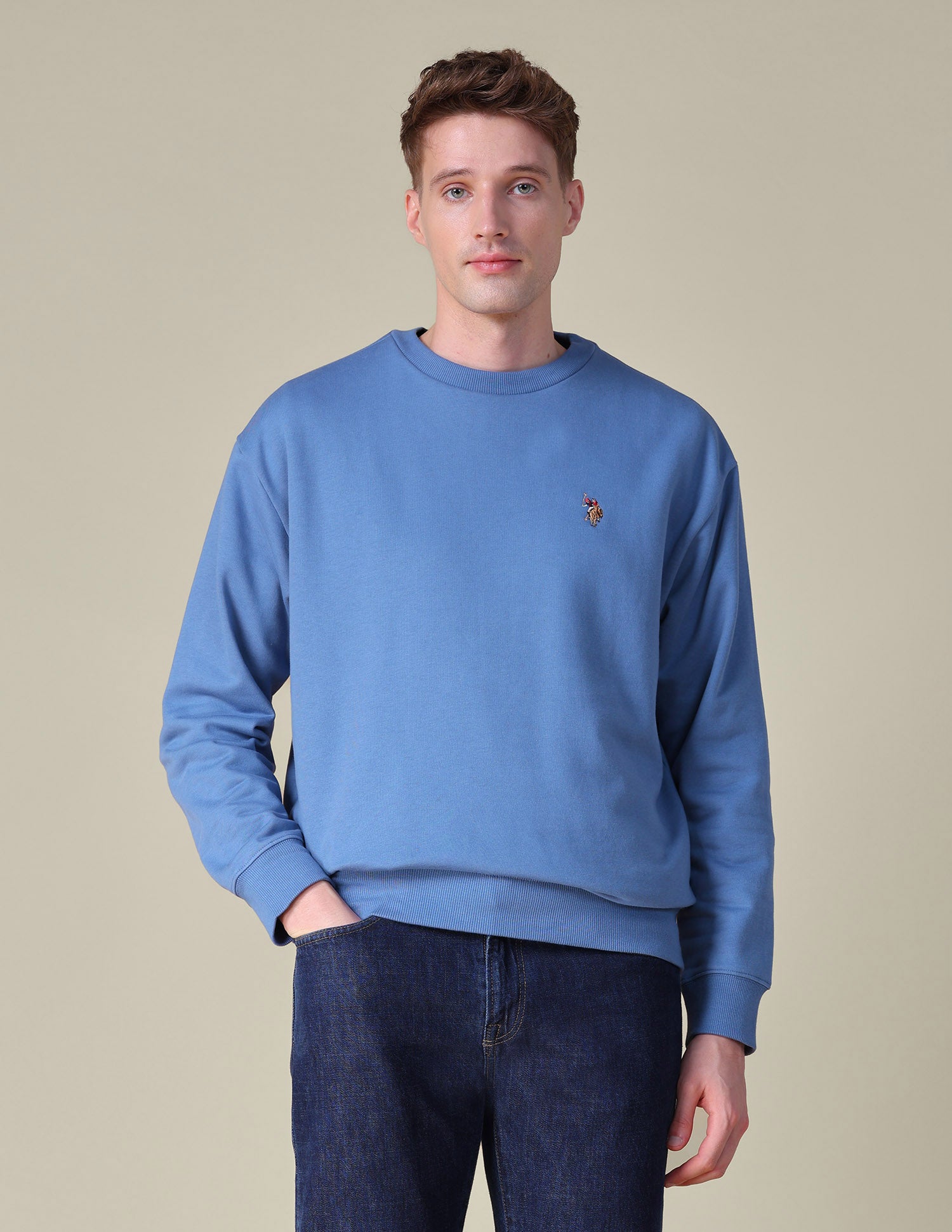 Solid Relaxed Fit Sweatshirt Dark Blue - U.S. POLO ASSN. | Large