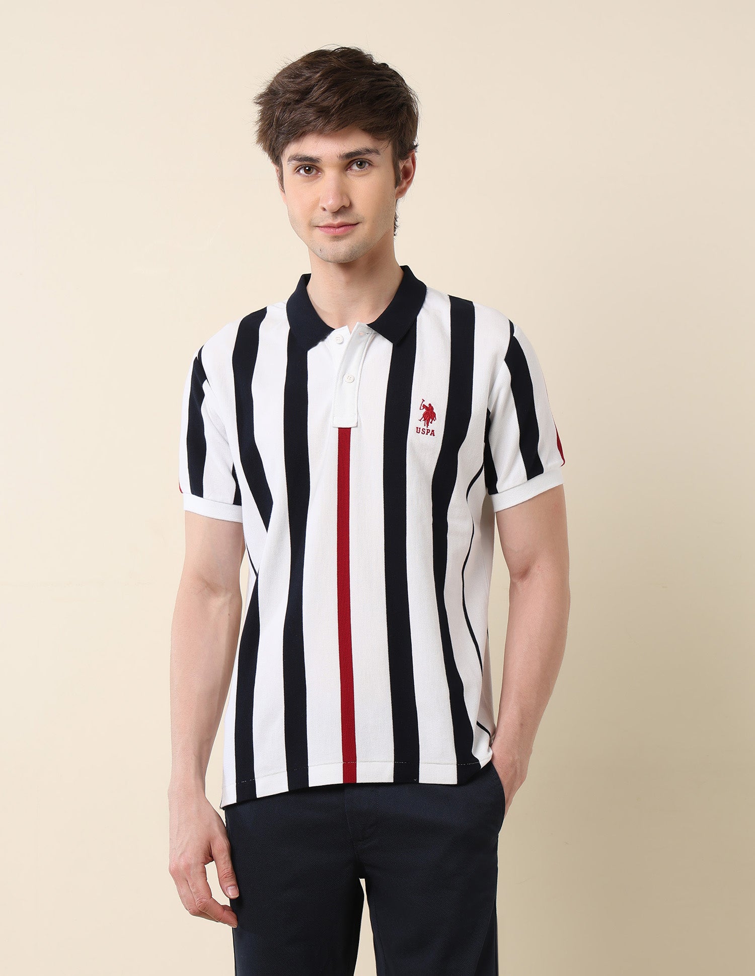 Vertical Striped Classic Polo Shirt White - U.S. Polo Assn. India | Large
